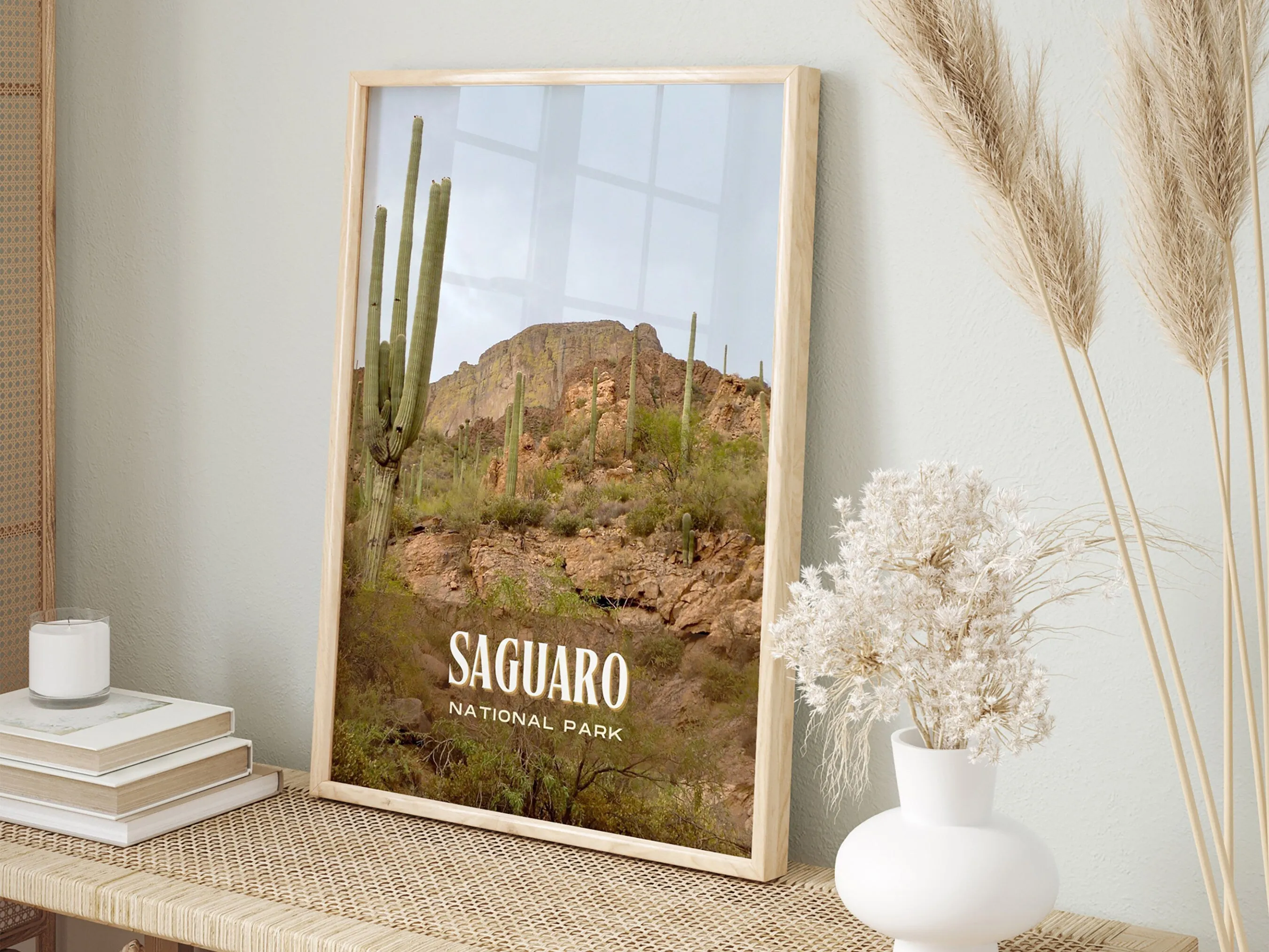 Saguaro National Park Retro Wall Art, Arizona, USA