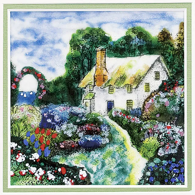 Saikosha - #015-08 Flower path (Framed Cloisonné ware) - Free Shipping