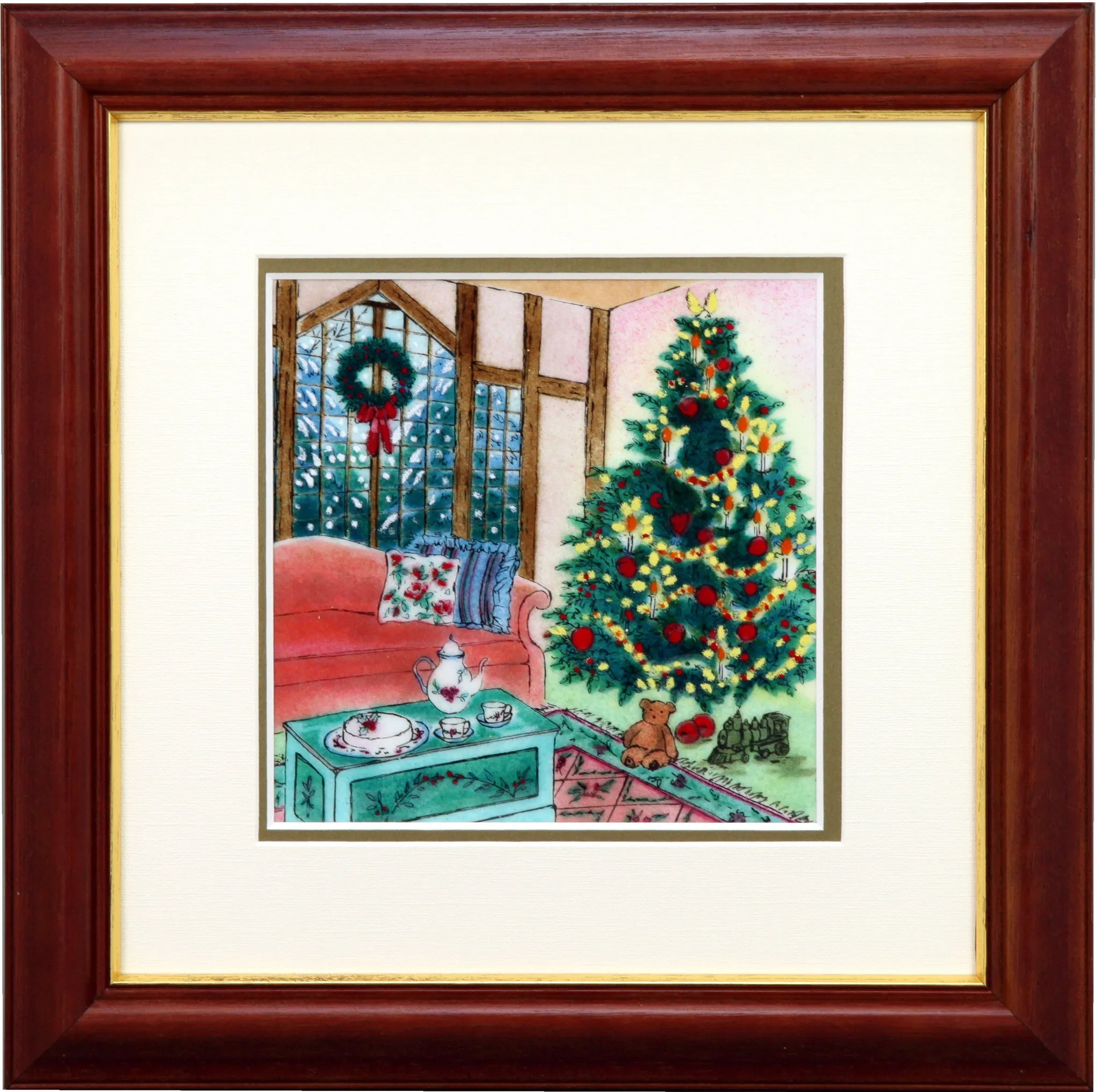 Saikosha - #023-01 Christmas tree (Framed Cloisonné ware) - Free Shipping