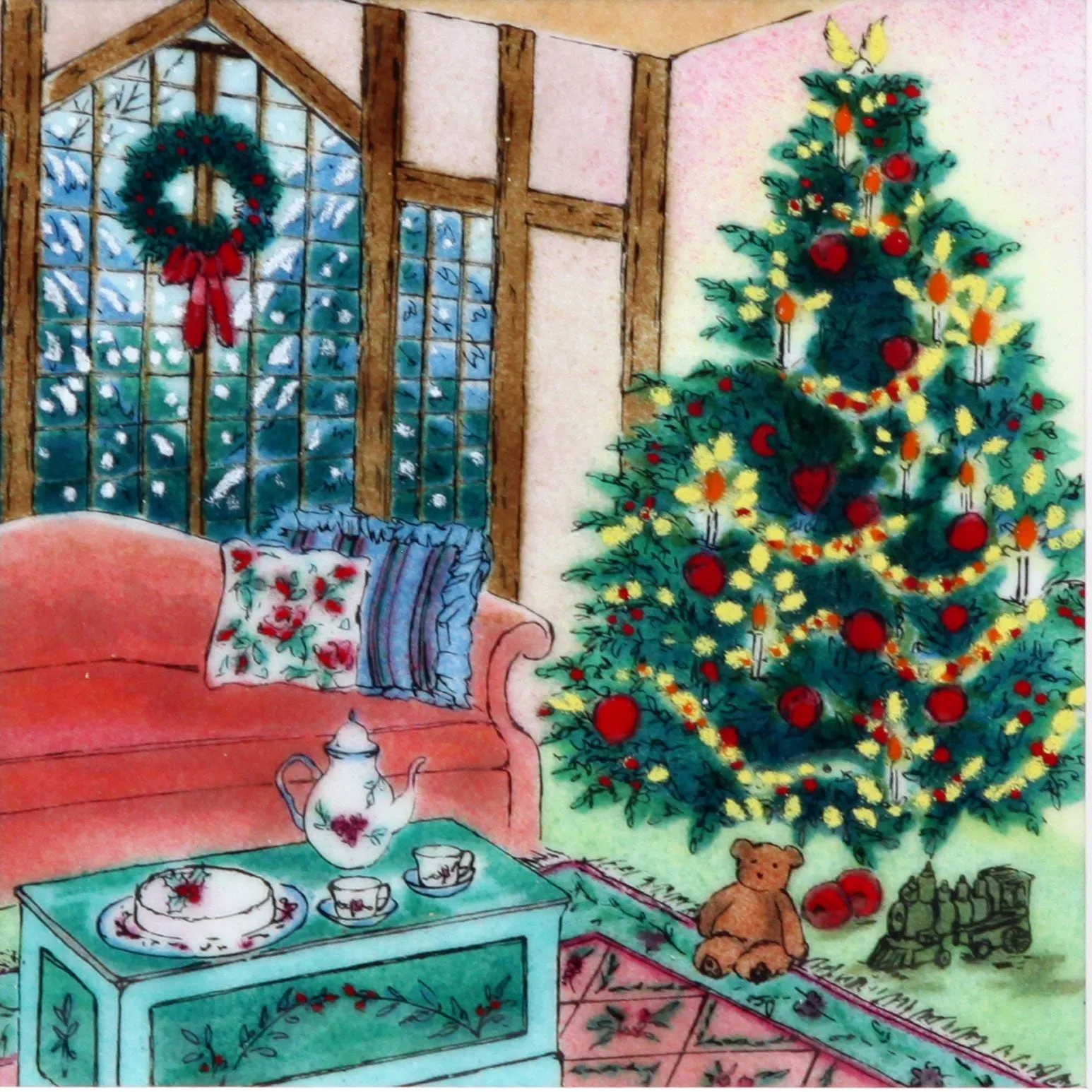 Saikosha - #023-01 Christmas tree (Framed Cloisonné ware) - Free Shipping