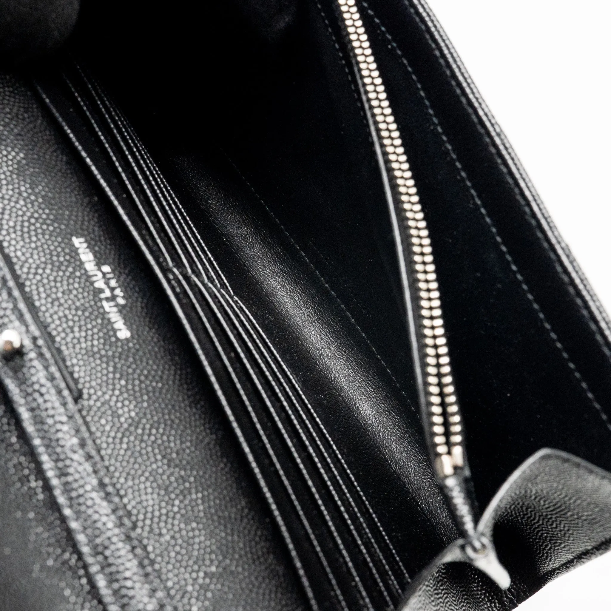 Saint Laurent/YSL Envelope Chain Wallet Calfskin Black SHW