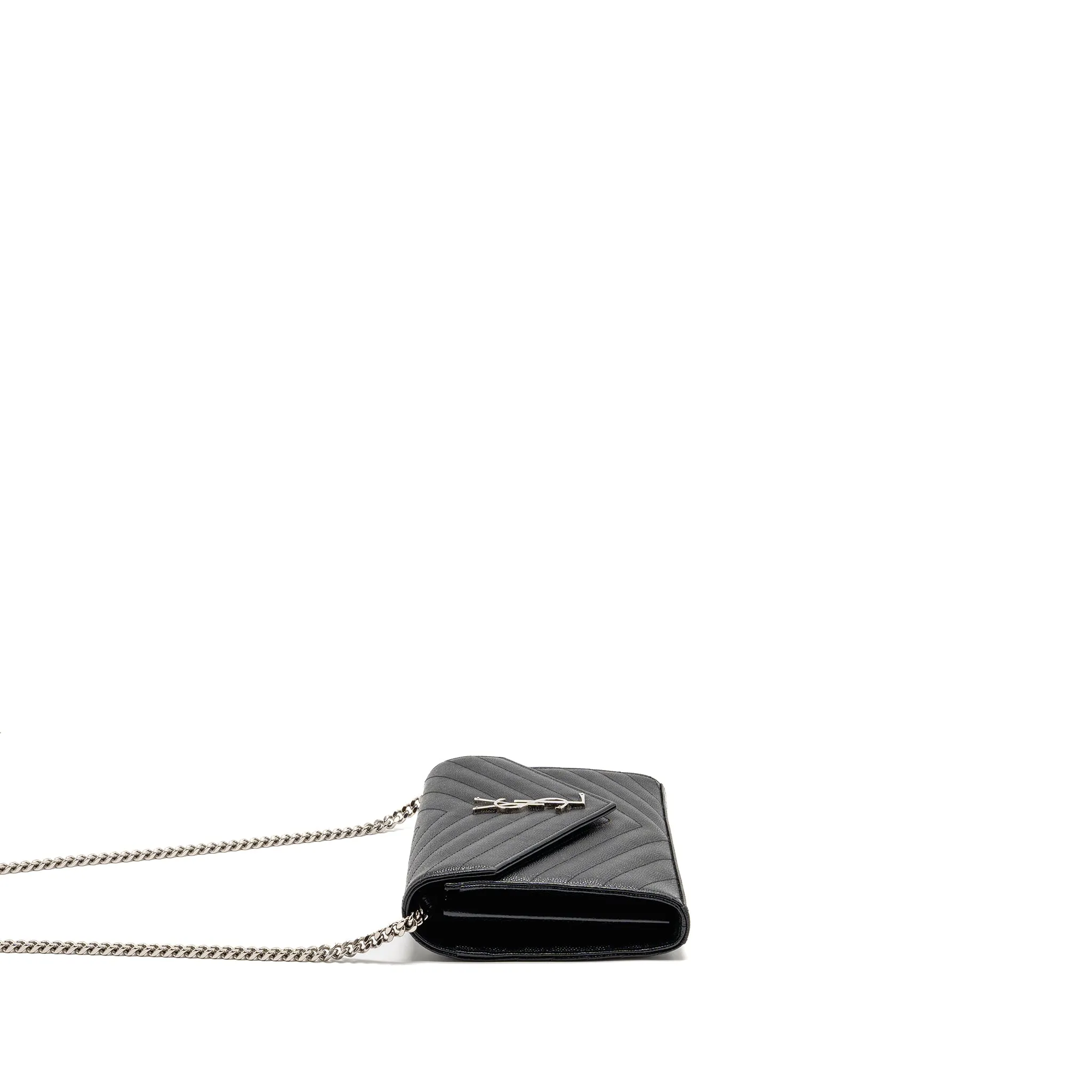 Saint Laurent/YSL Envelope Chain Wallet Calfskin Black SHW