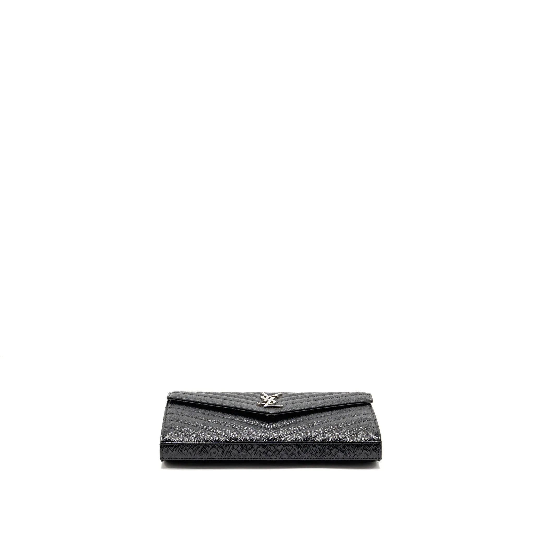 Saint Laurent/YSL Envelope Chain Wallet Calfskin Black SHW