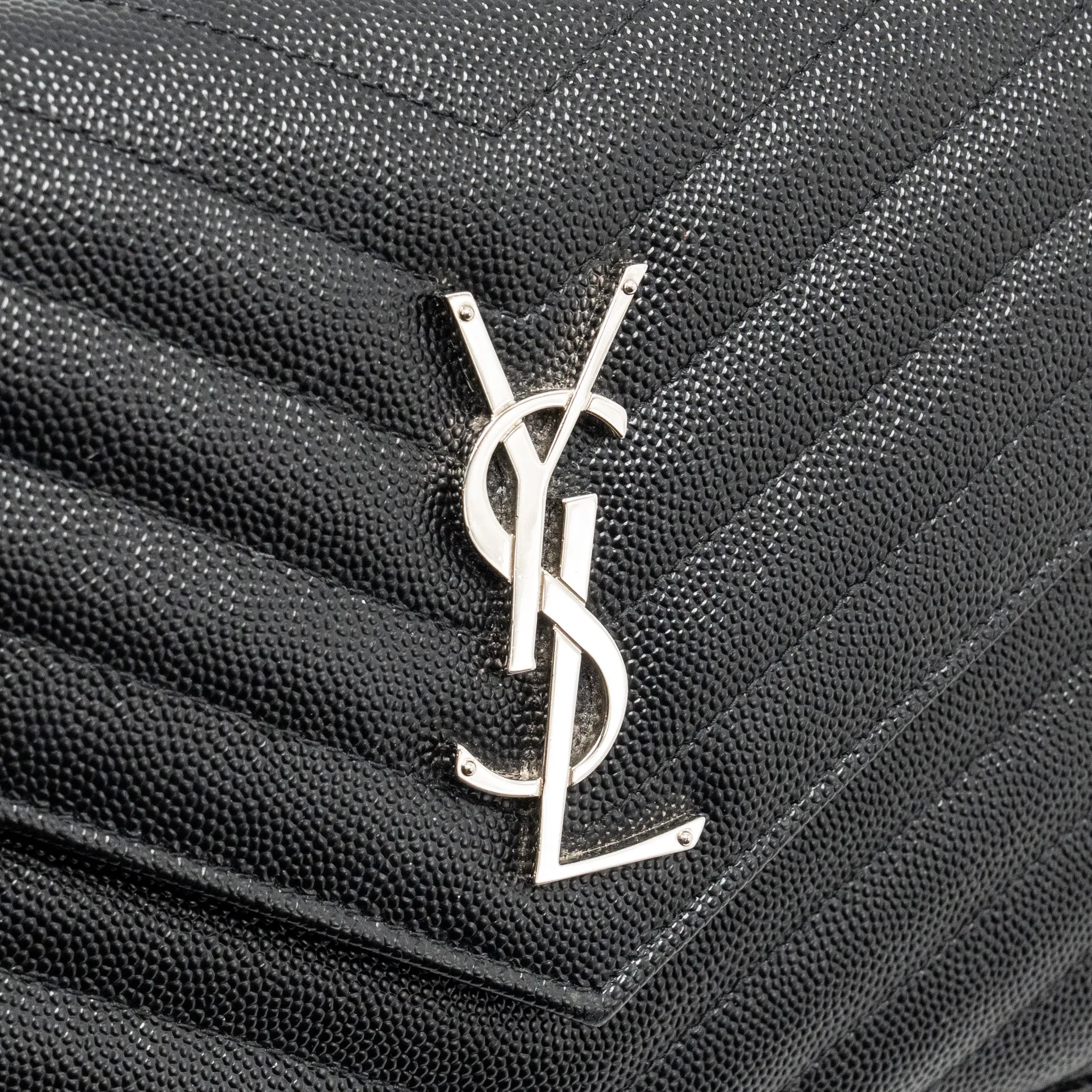 Saint Laurent/YSL Envelope Chain Wallet Calfskin Black SHW