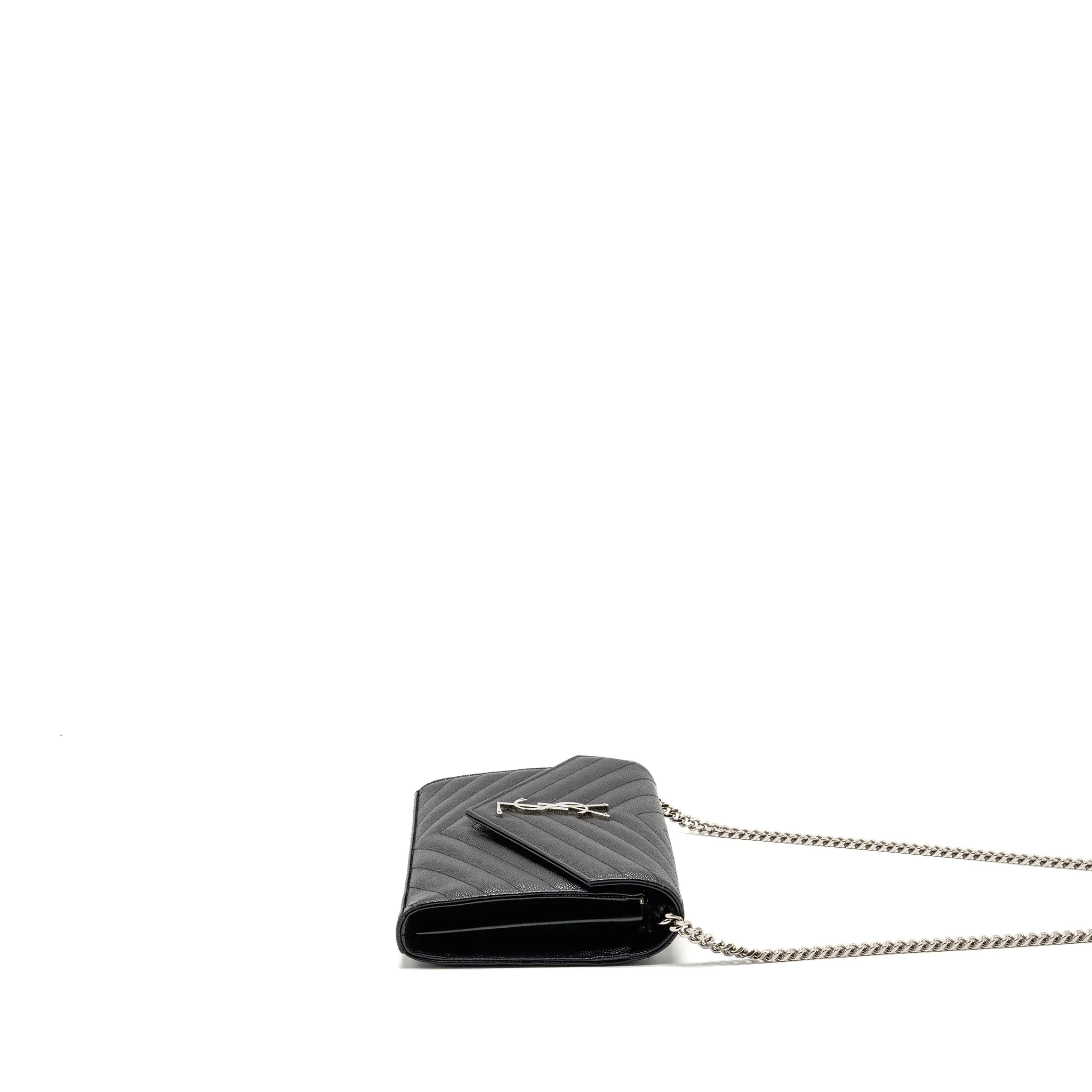 Saint Laurent/YSL Envelope Chain Wallet Calfskin Black SHW