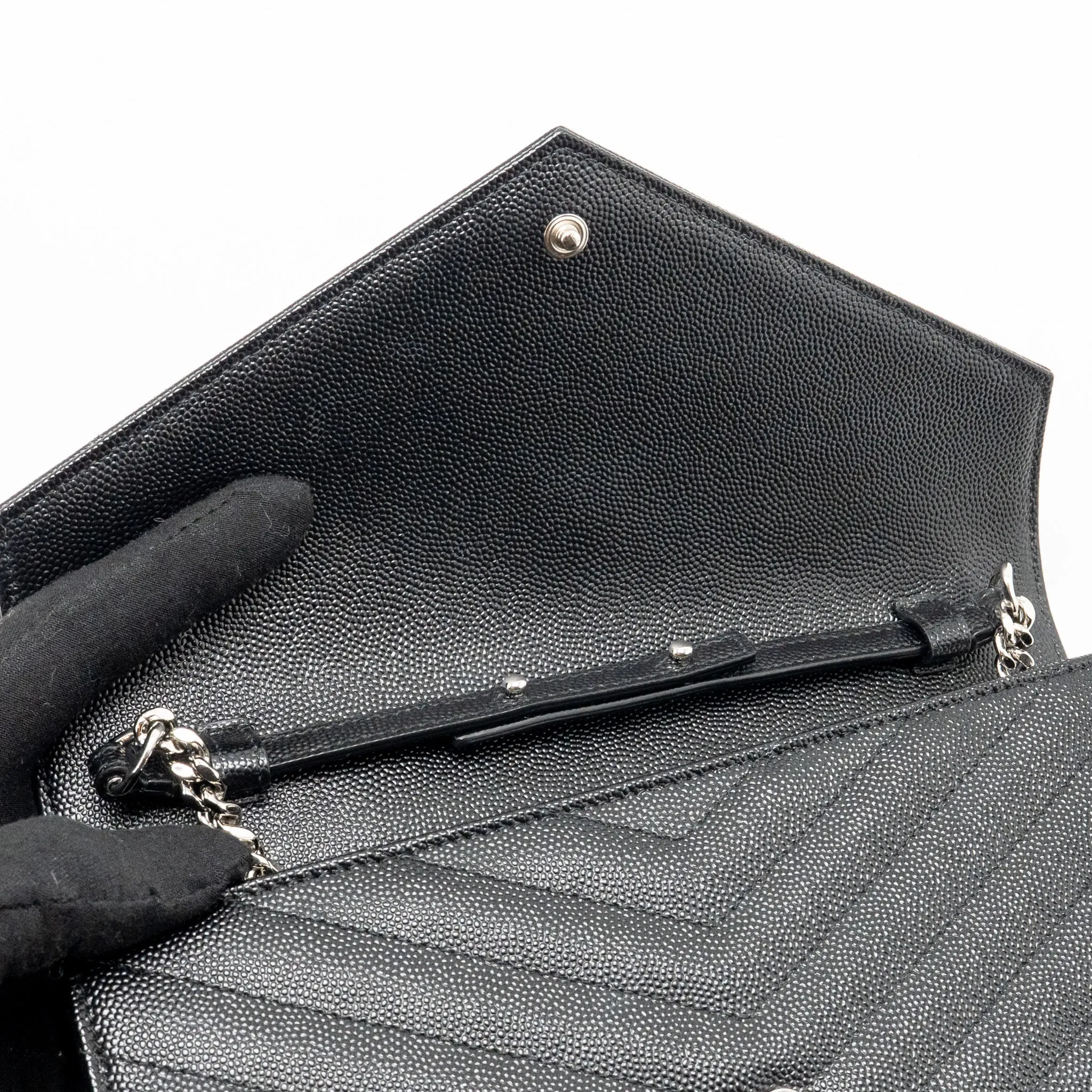 Saint Laurent/YSL Envelope Chain Wallet Calfskin Black SHW