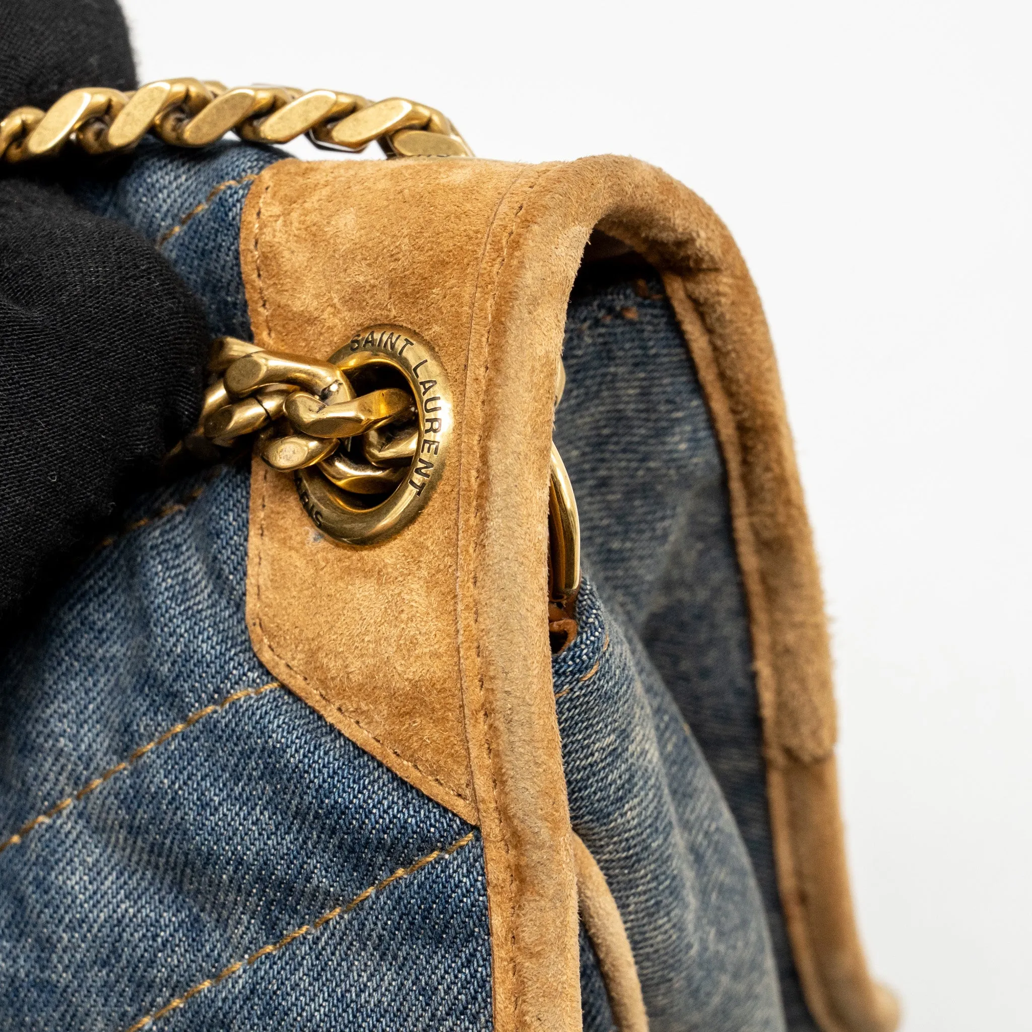 Saint Laurent/YSL Niki Shoulder bag Denim Blue/ CINNAMON GHW