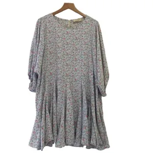 Saints &amp; Hearts Flowy Floral Mini Dress With 3/4 Sleeves Size Large