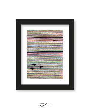 SALE - 3 Foxes - Framed Print, Small 8x10" (20x25cm) / No Matte/Border / Black Frame