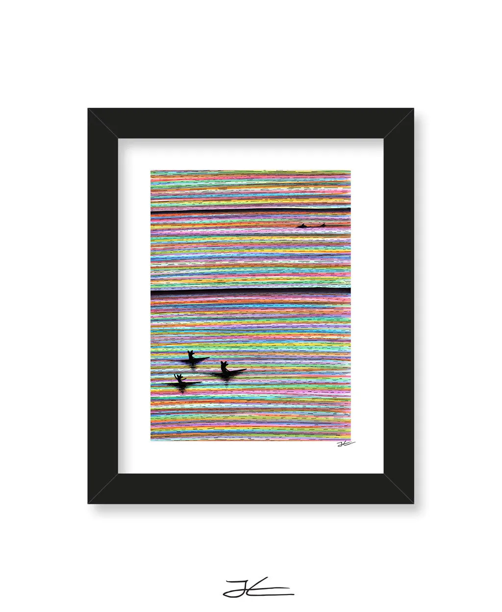 SALE - 3 Foxes - Framed Print, Small 8x10" (20x25cm) / No Matte/Border / Black Frame