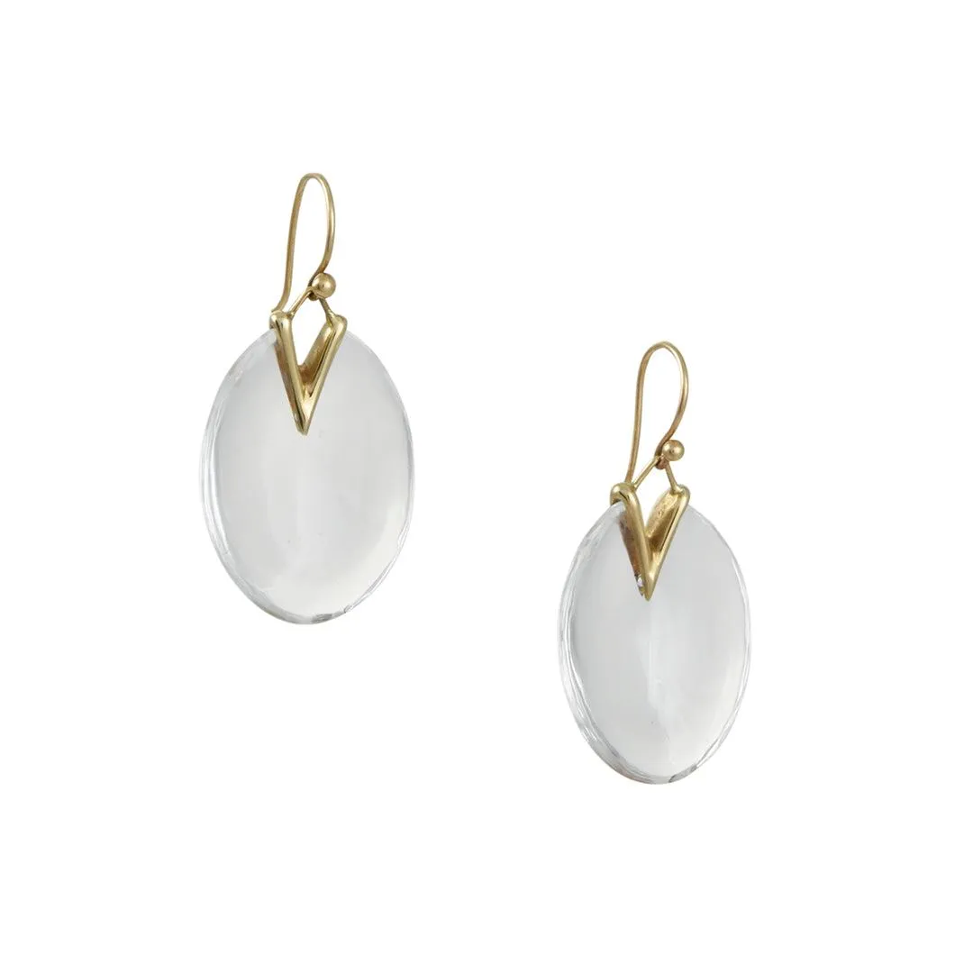 SALE - Medium Lily Pad Earrings with Quartz