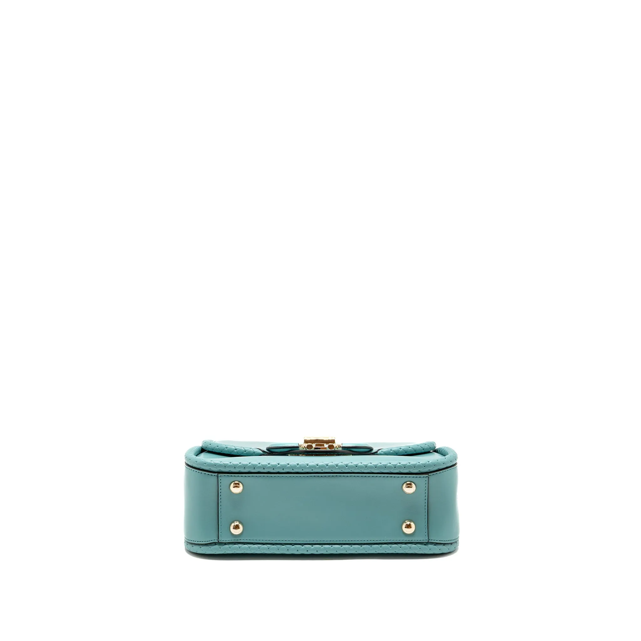 Salvatore Ferragamo Top Handle Flap Lock Bag Calfskin Turquoise LGHW