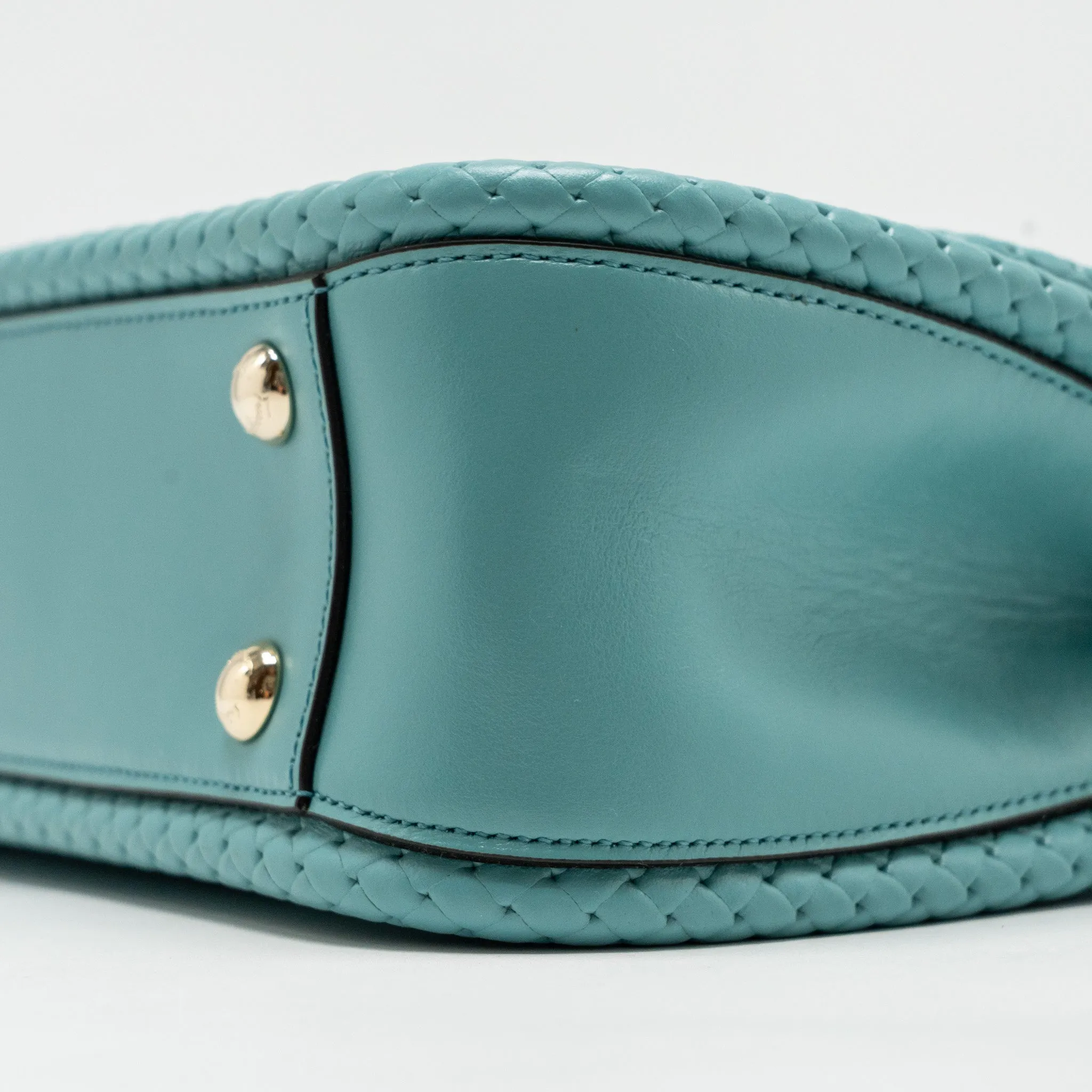 Salvatore Ferragamo Top Handle Flap Lock Bag Calfskin Turquoise LGHW