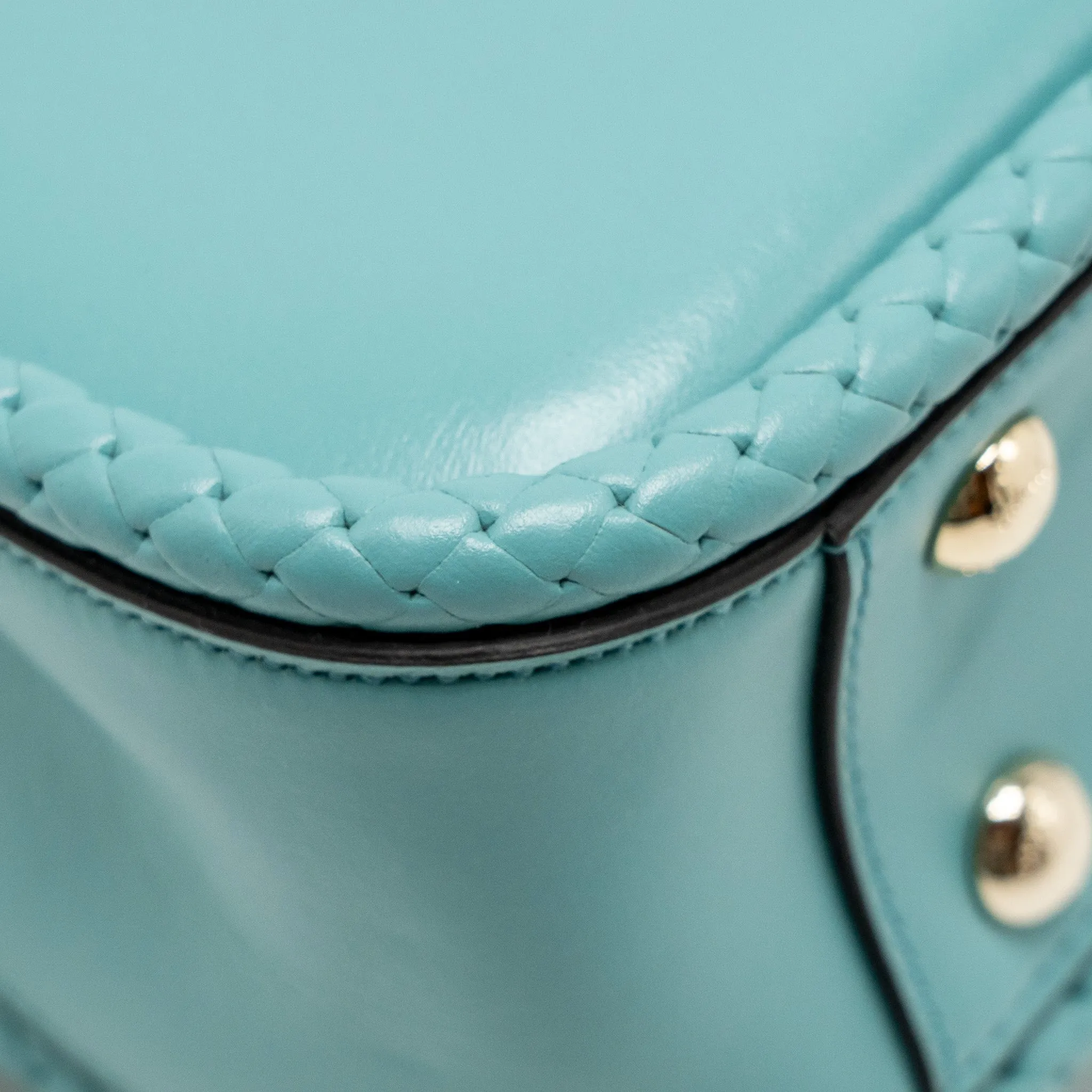 Salvatore Ferragamo Top Handle Flap Lock Bag Calfskin Turquoise LGHW