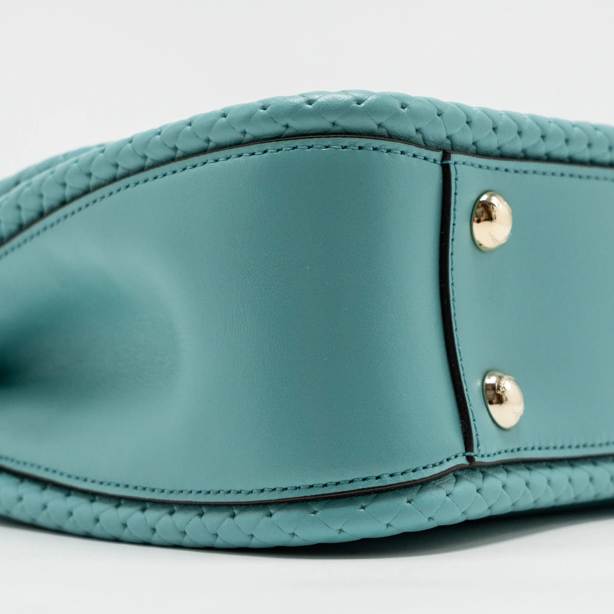 Salvatore Ferragamo Top Handle Flap Lock Bag Calfskin Turquoise LGHW