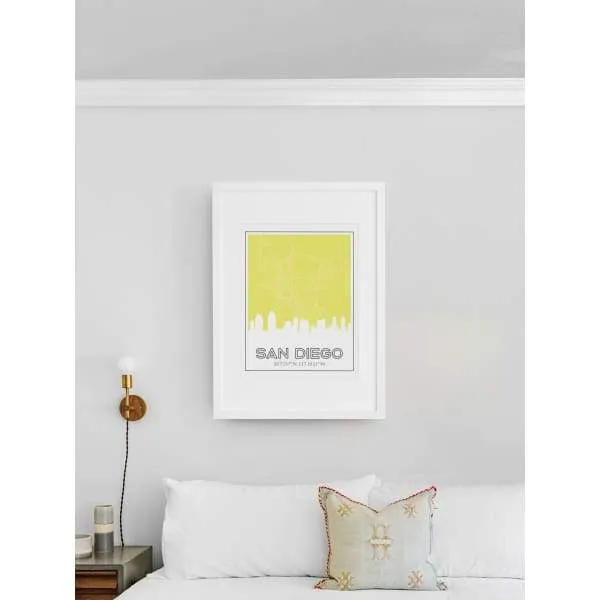 San Diego, California skyline and map