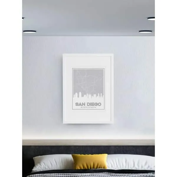 San Diego, California skyline and map