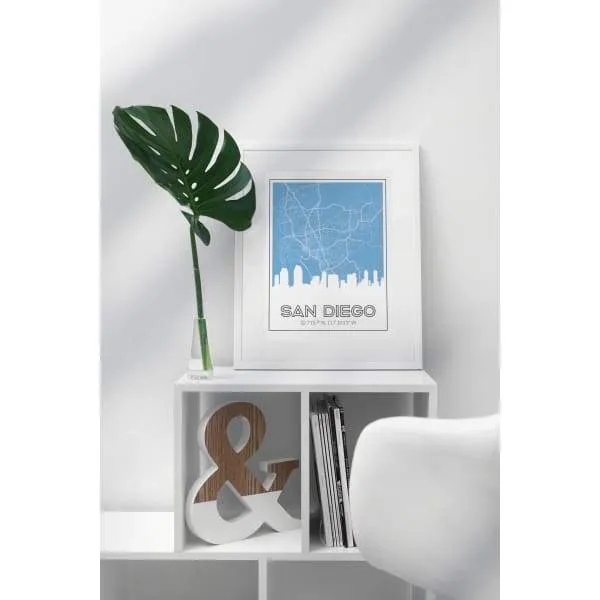 San Diego, California skyline and map