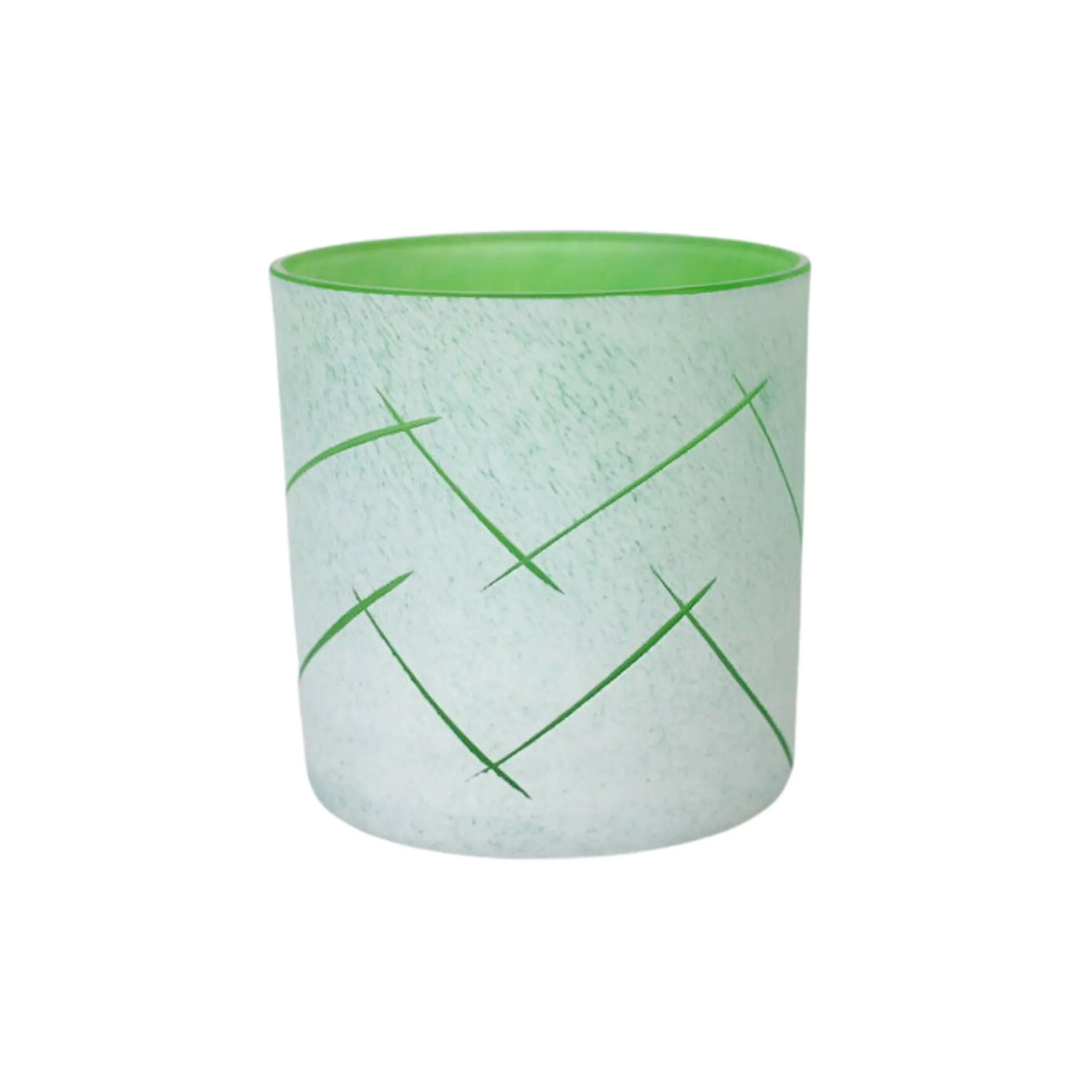 SaraBeth Post Lime Green Carved Old Fashioned Glass