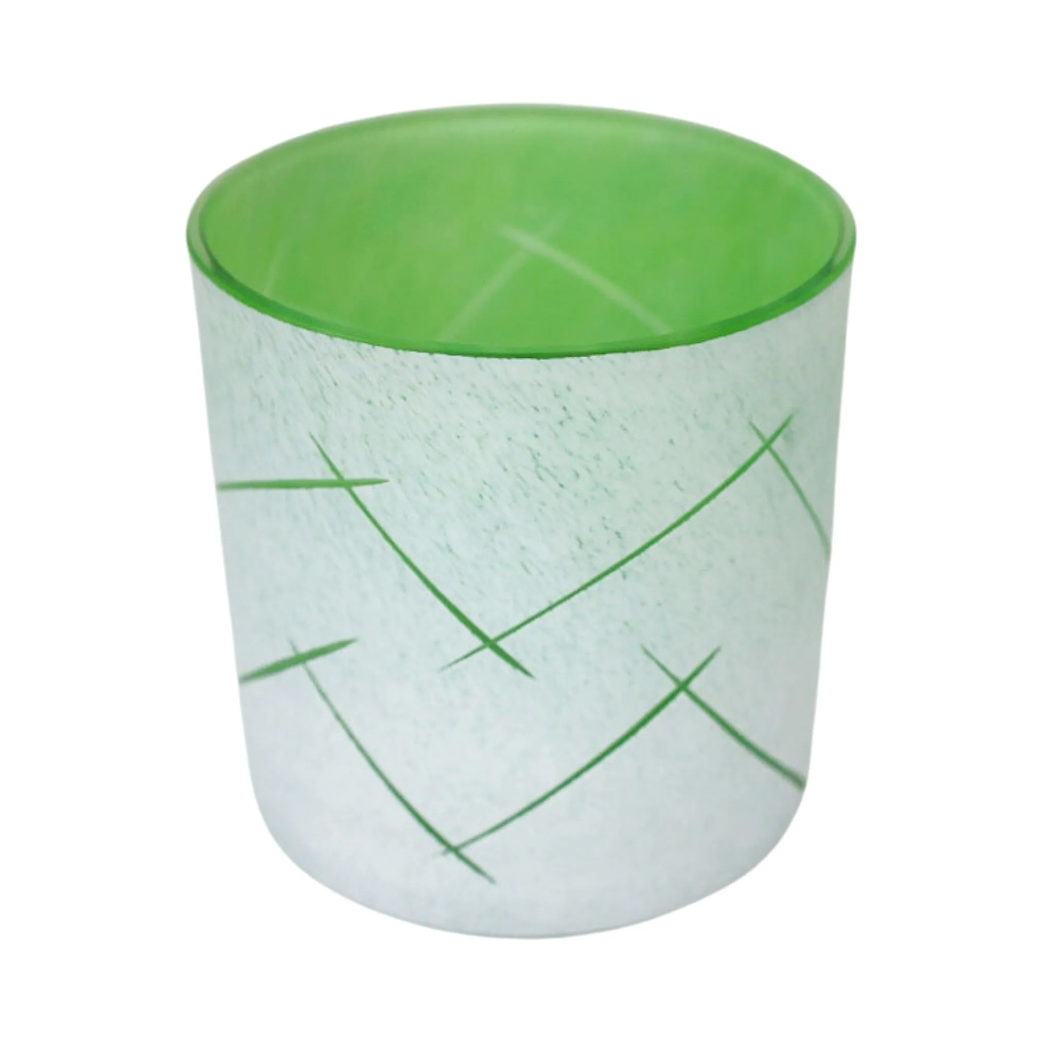 SaraBeth Post Lime Green Carved Old Fashioned Glass