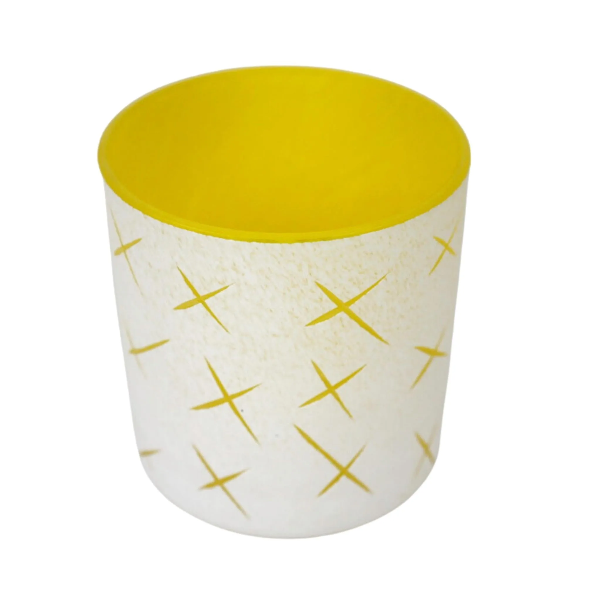 SaraBeth Post Neon Yellow Carved Old Fashioned Glass