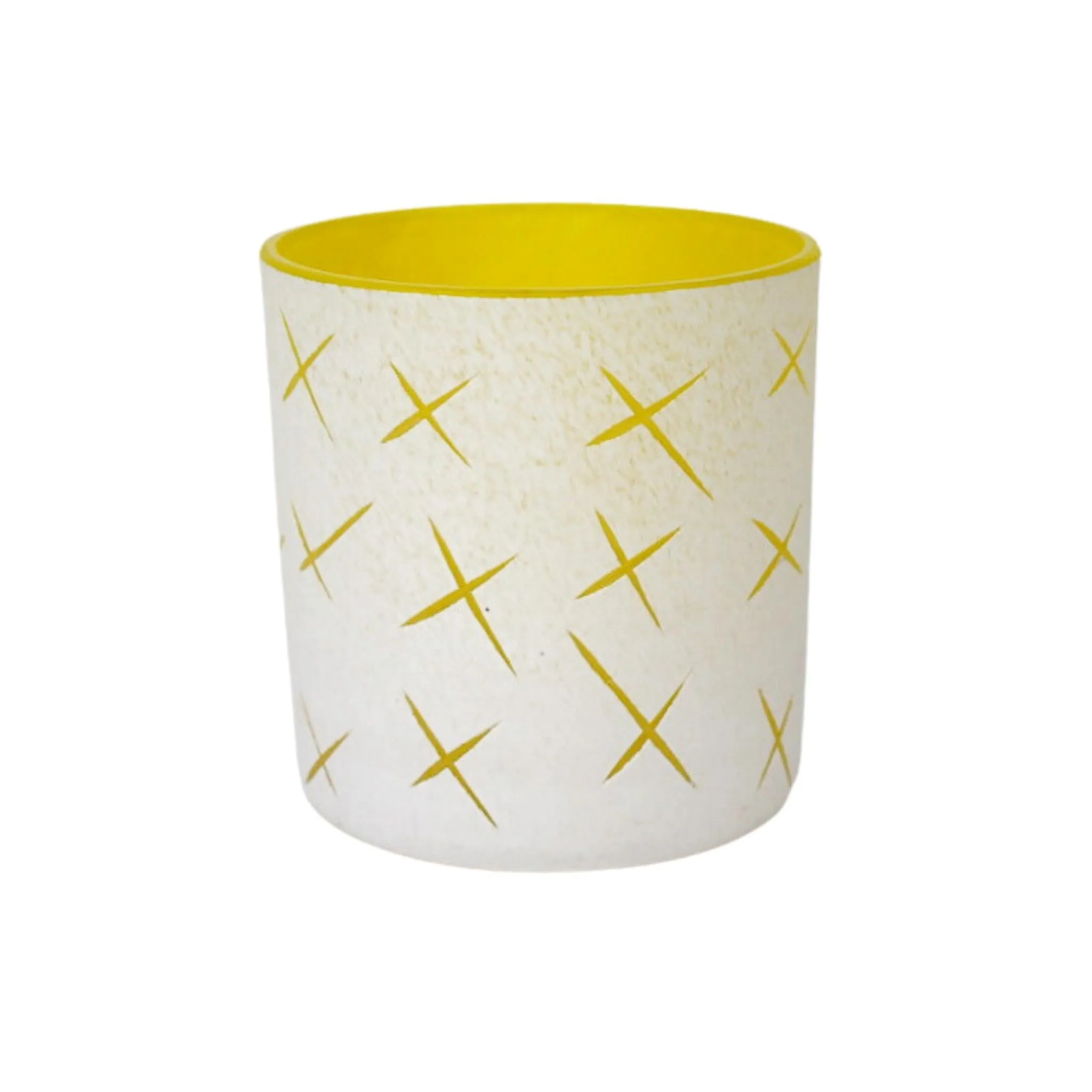SaraBeth Post Neon Yellow Carved Old Fashioned Glass