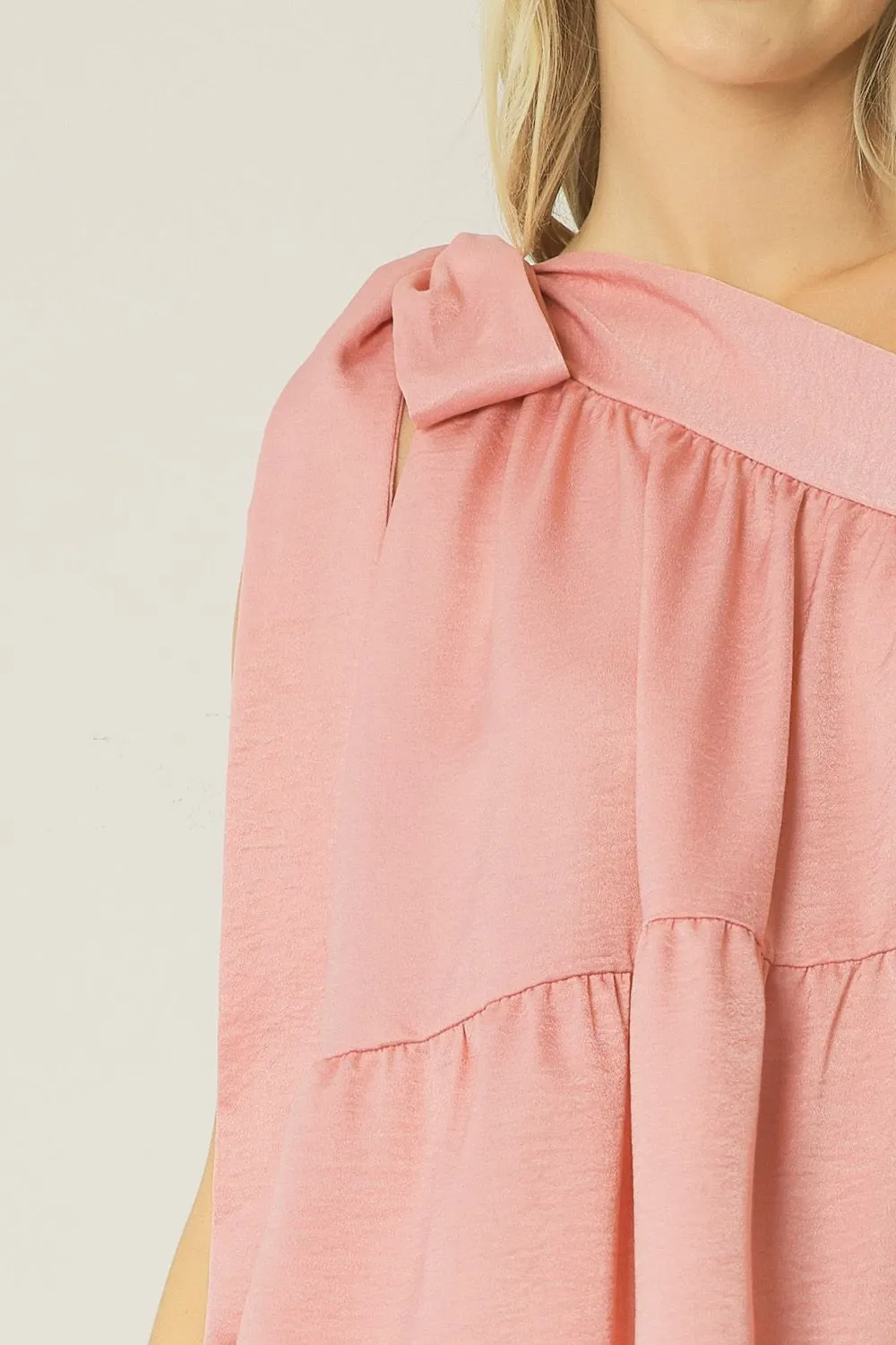 Satin One Shoulder Top {Blush}