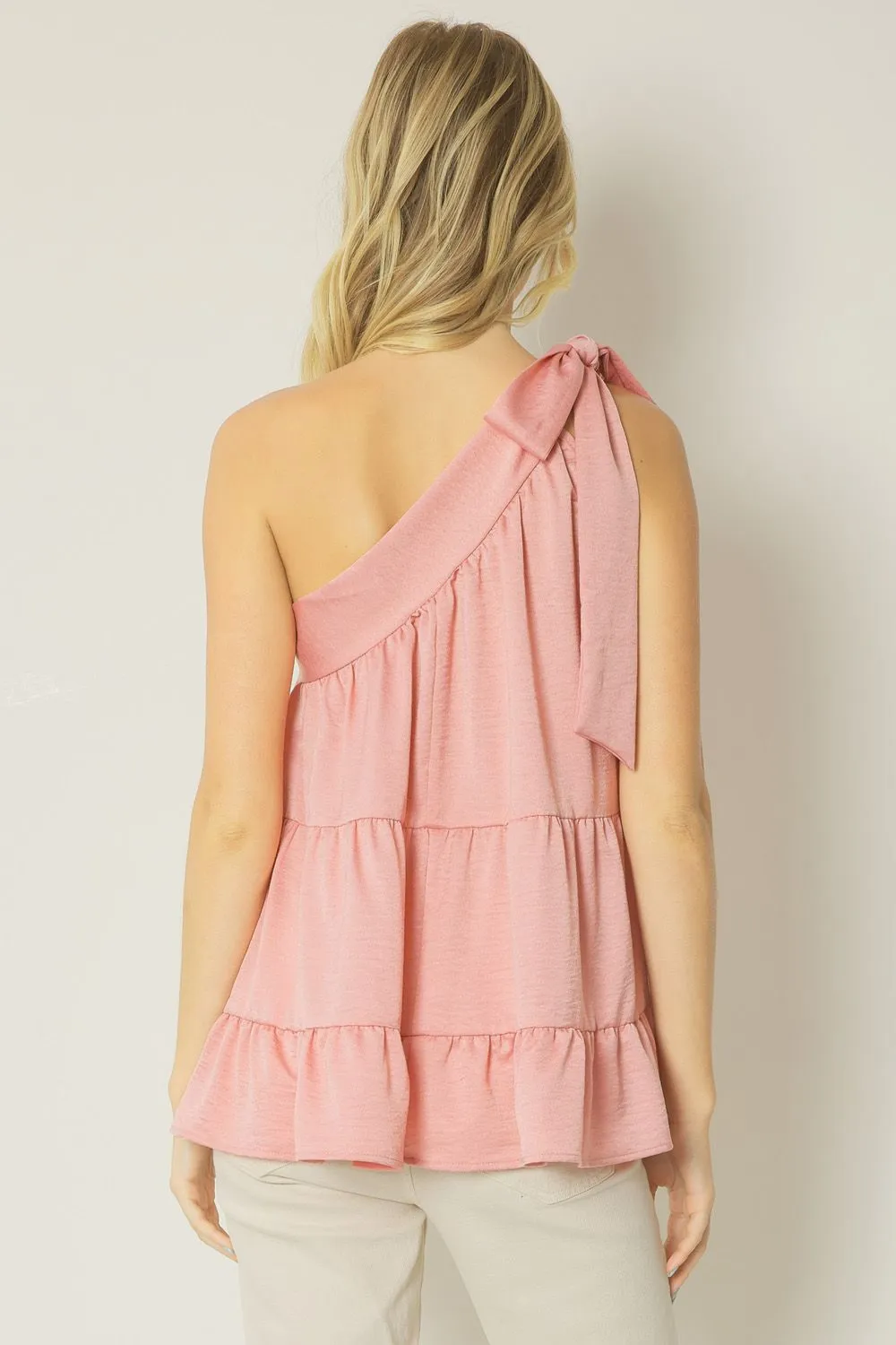 Satin One Shoulder Top {Blush}