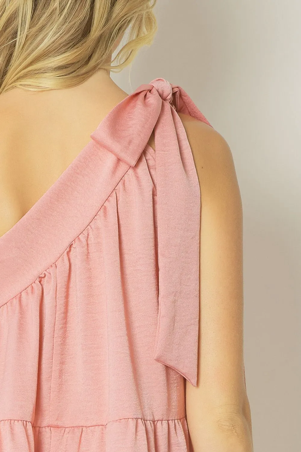 Satin One Shoulder Top {Blush}