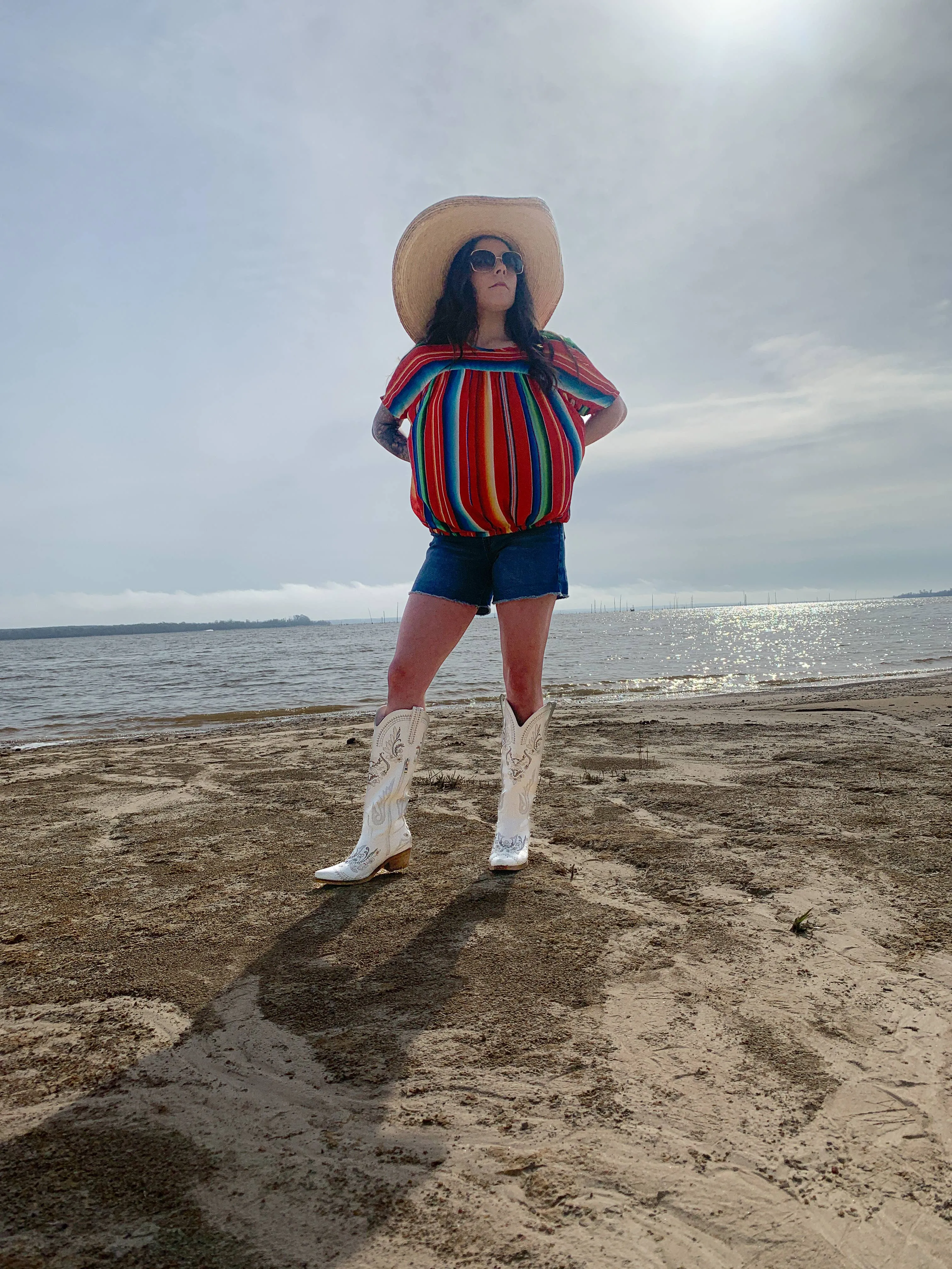 Serape Elastic Waist SS Top