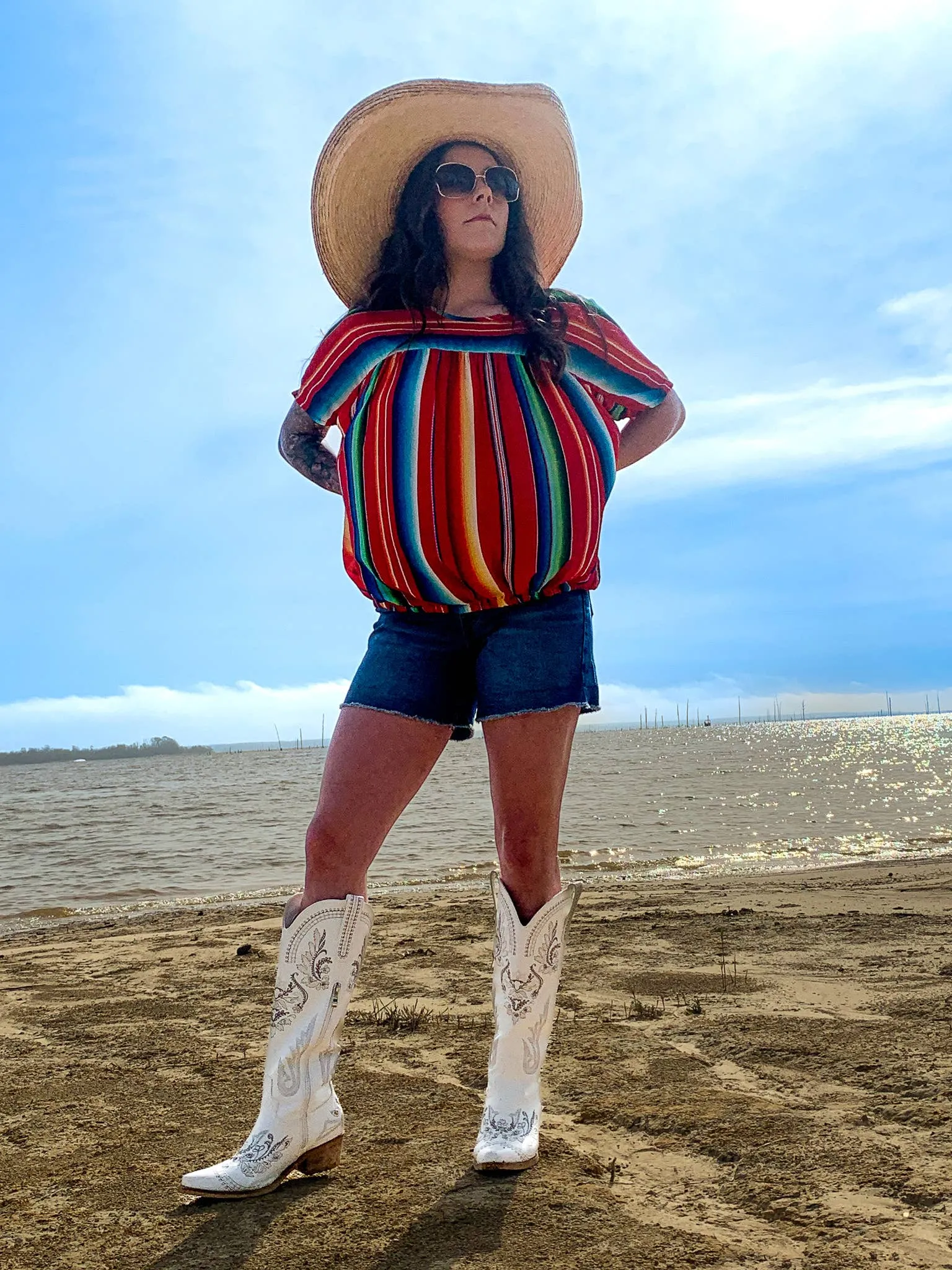 Serape Elastic Waist SS Top