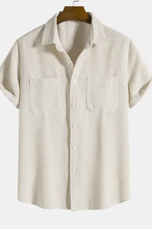 Short Sleeved Corduroy Shirt With Pockets