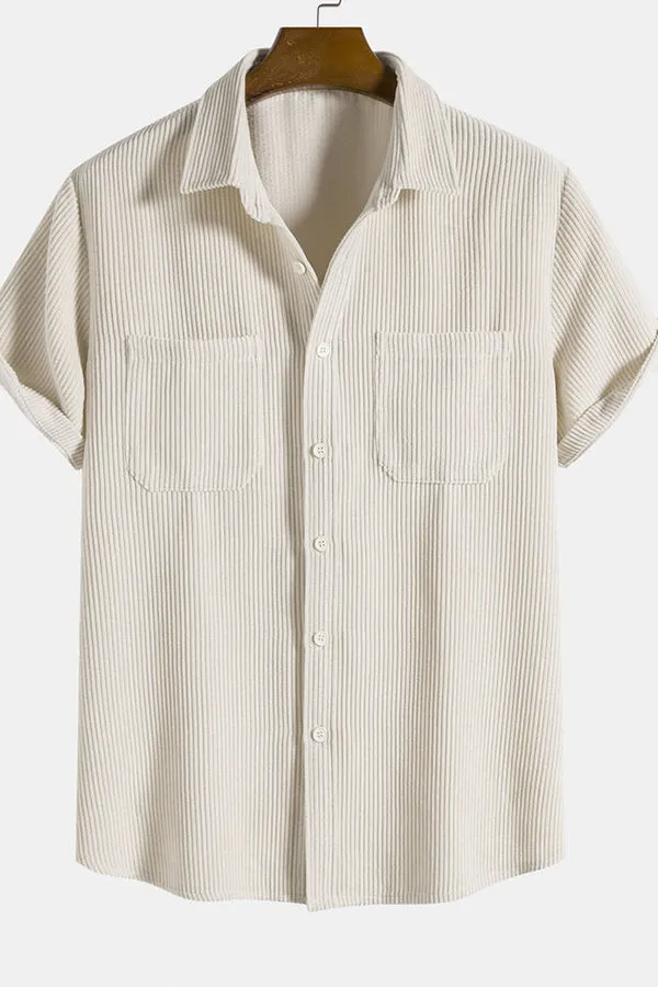 Short Sleeved Corduroy Shirt With Pockets