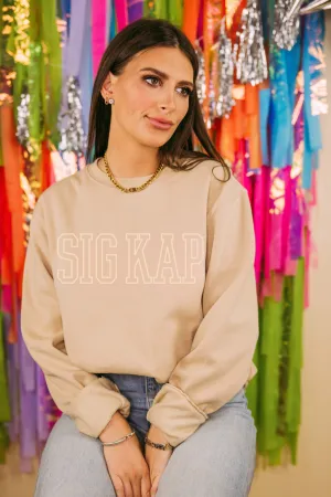 Sigma Kappa Simple Tan Outline Crewneck