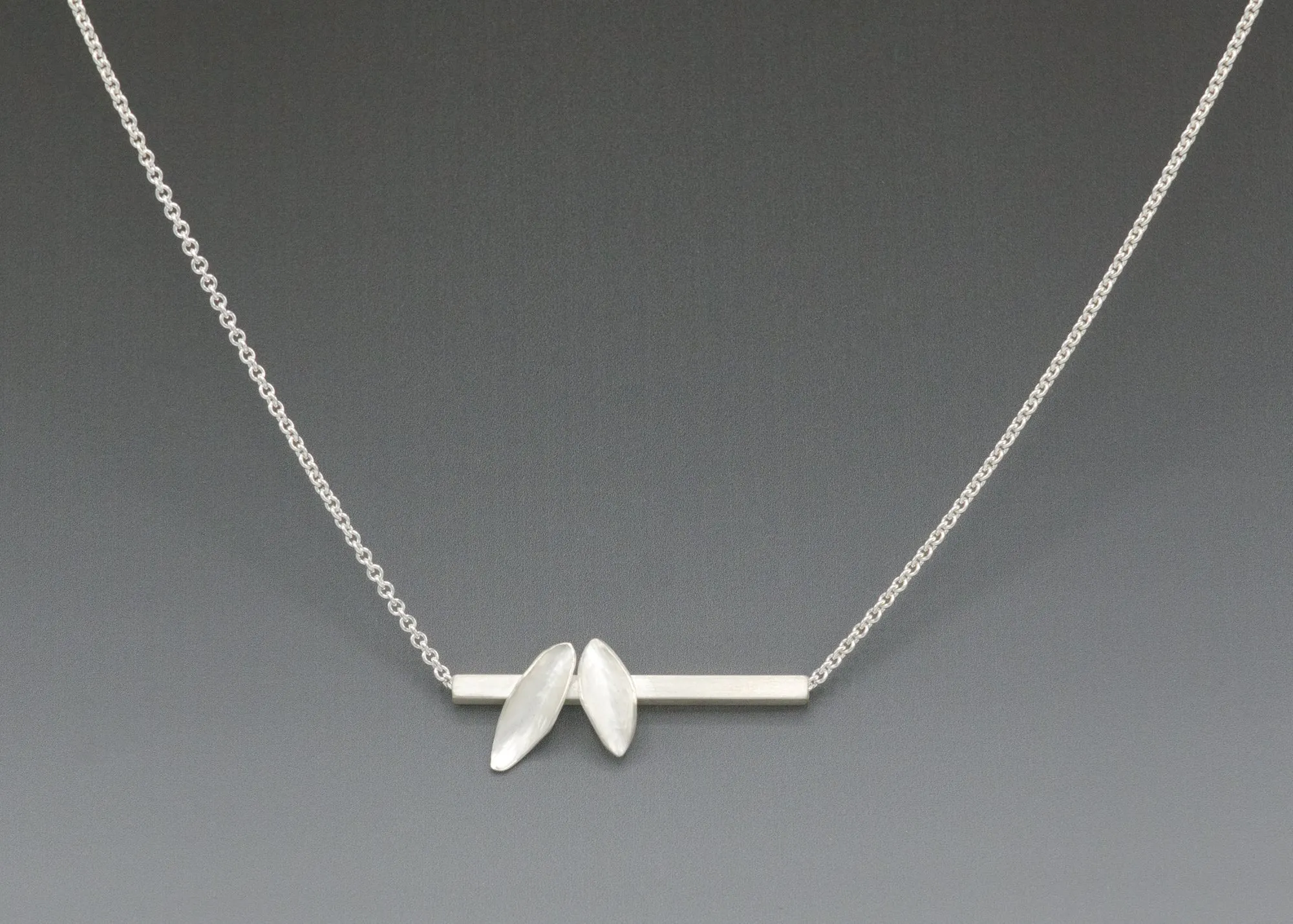 Silver Double Leaf Necklace