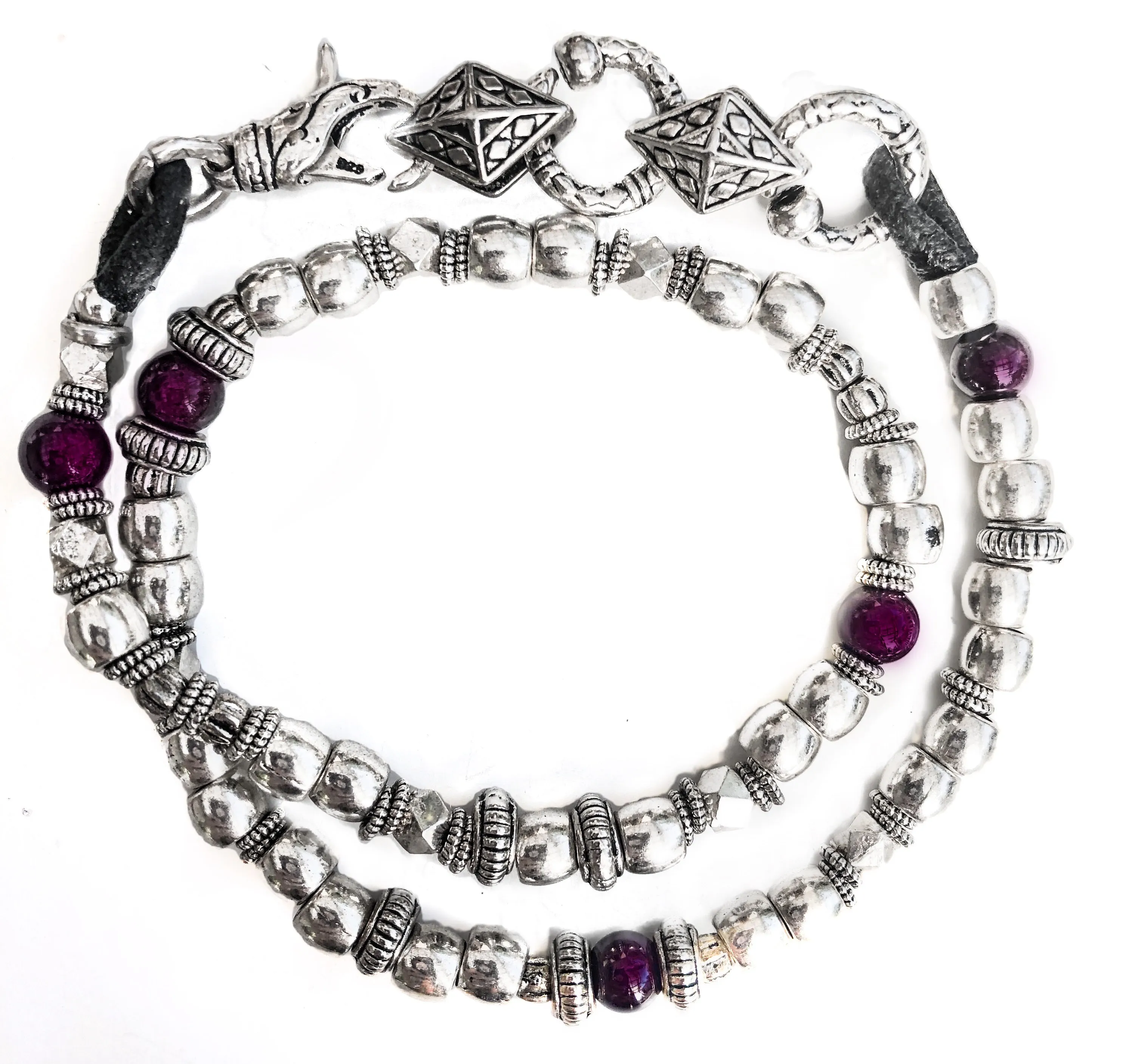 Silver Easy Going Men’s Wrap Bracelet w/Garnet