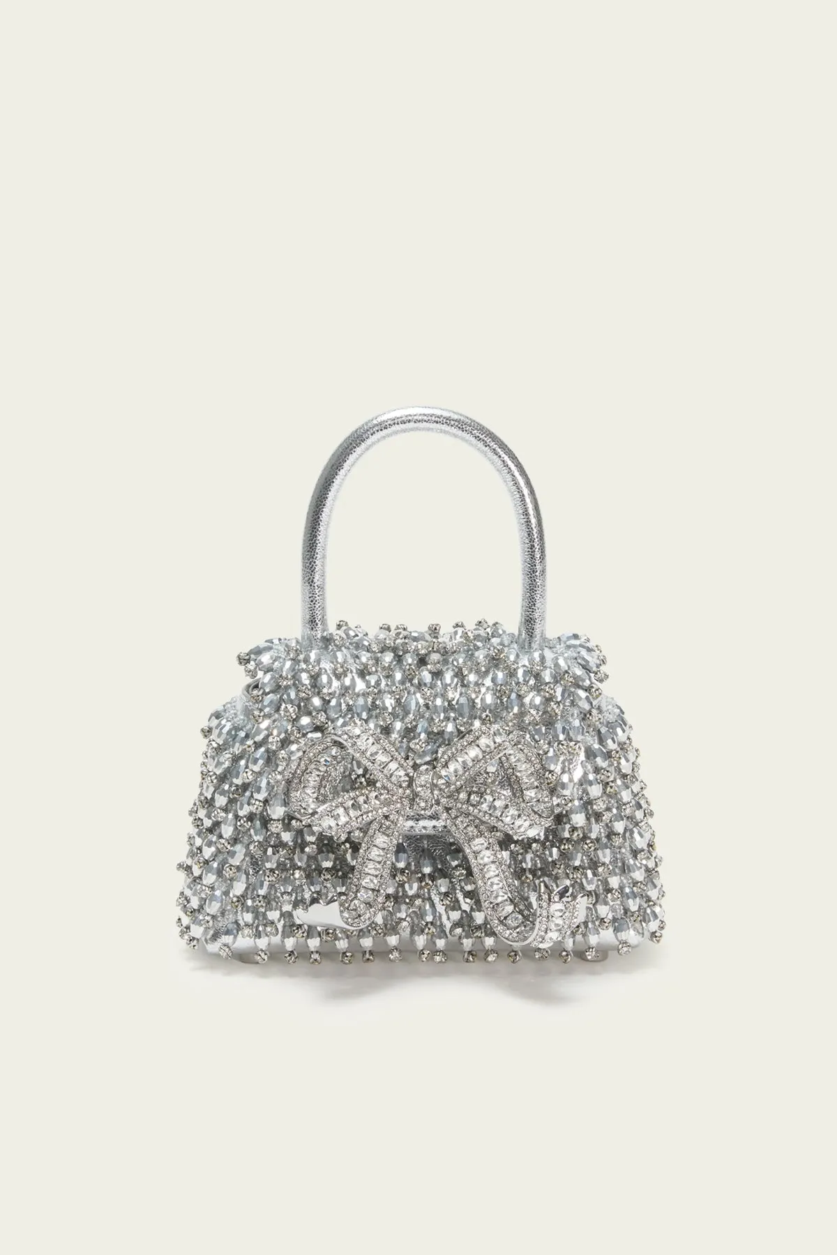 Silver Embellished Micro Bow Bag