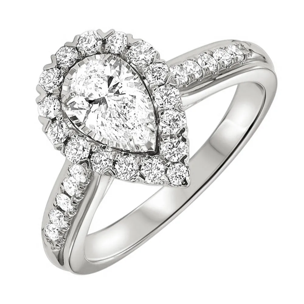 Silver (SLV 995) Cubic Zirconia Basics Halo Ring - 1 ctw
