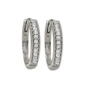 Silver (SLV 995) Cubic Zirconia Hoop Earring -  1/7 ctw