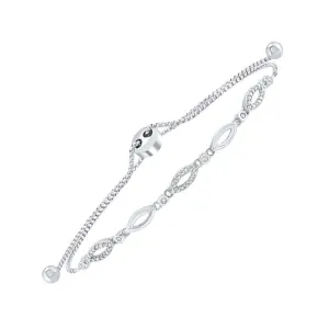 Silver (SLV 995) Diamond Classic Book Bolo Bracelet  - 1/8 ctw