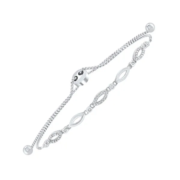 Silver (SLV 995) Diamond Classic Book Bolo Bracelet  - 1/8 ctw