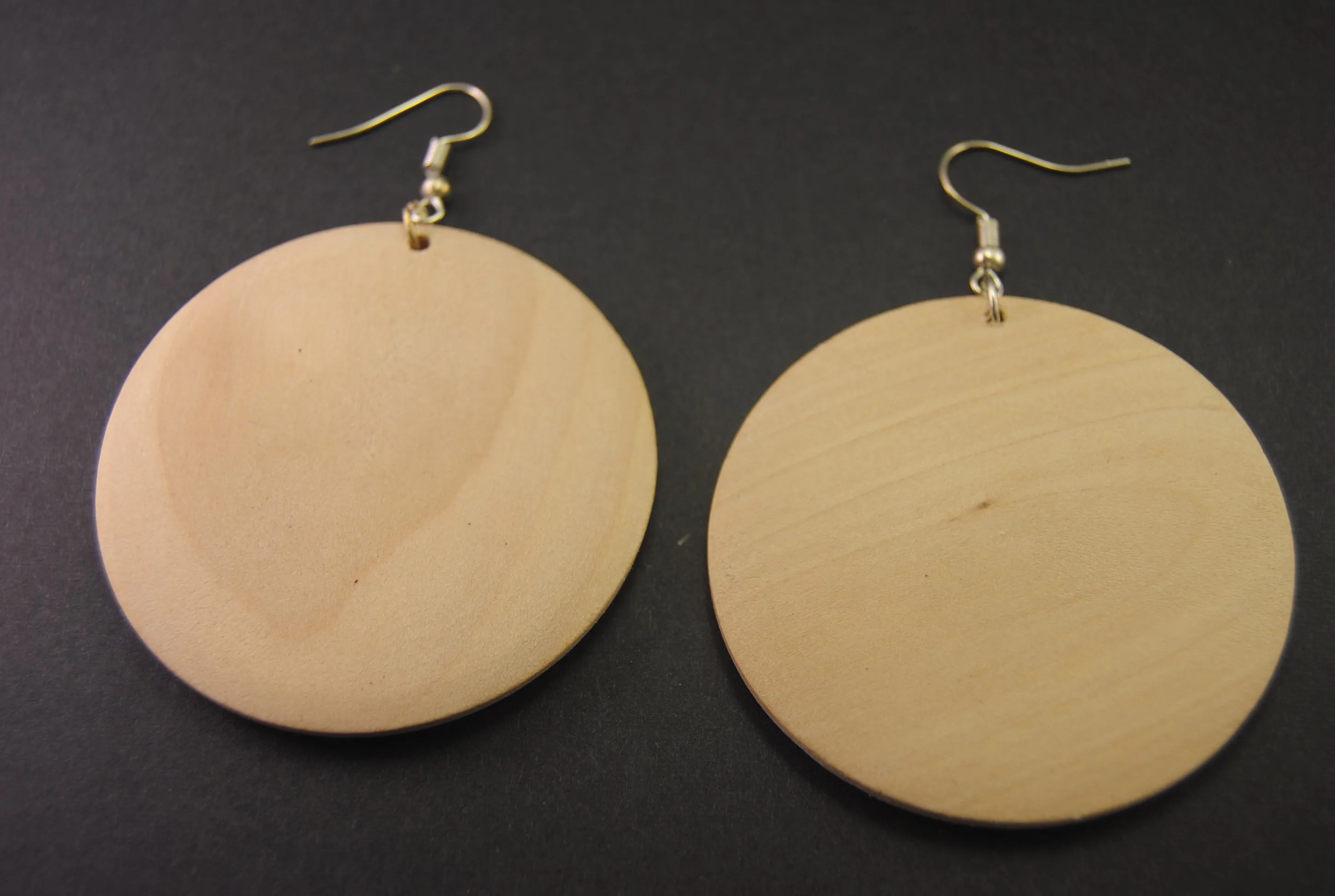 Simple and Elegant Wooden Round Earrings