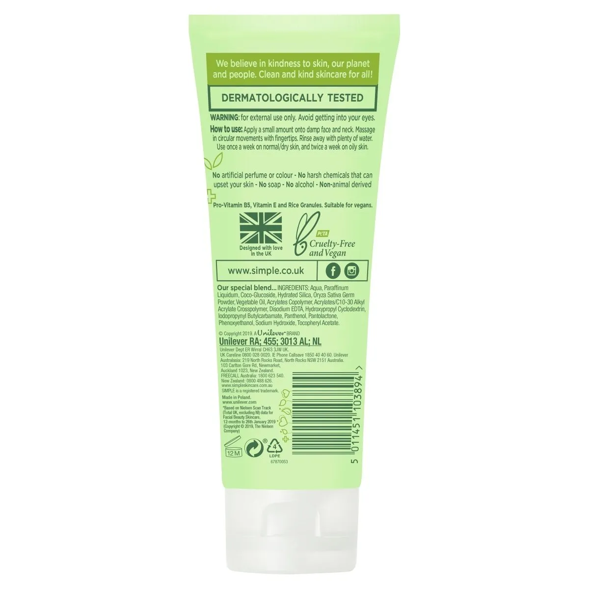 Simple Facial Scrub Smoothing 75mL