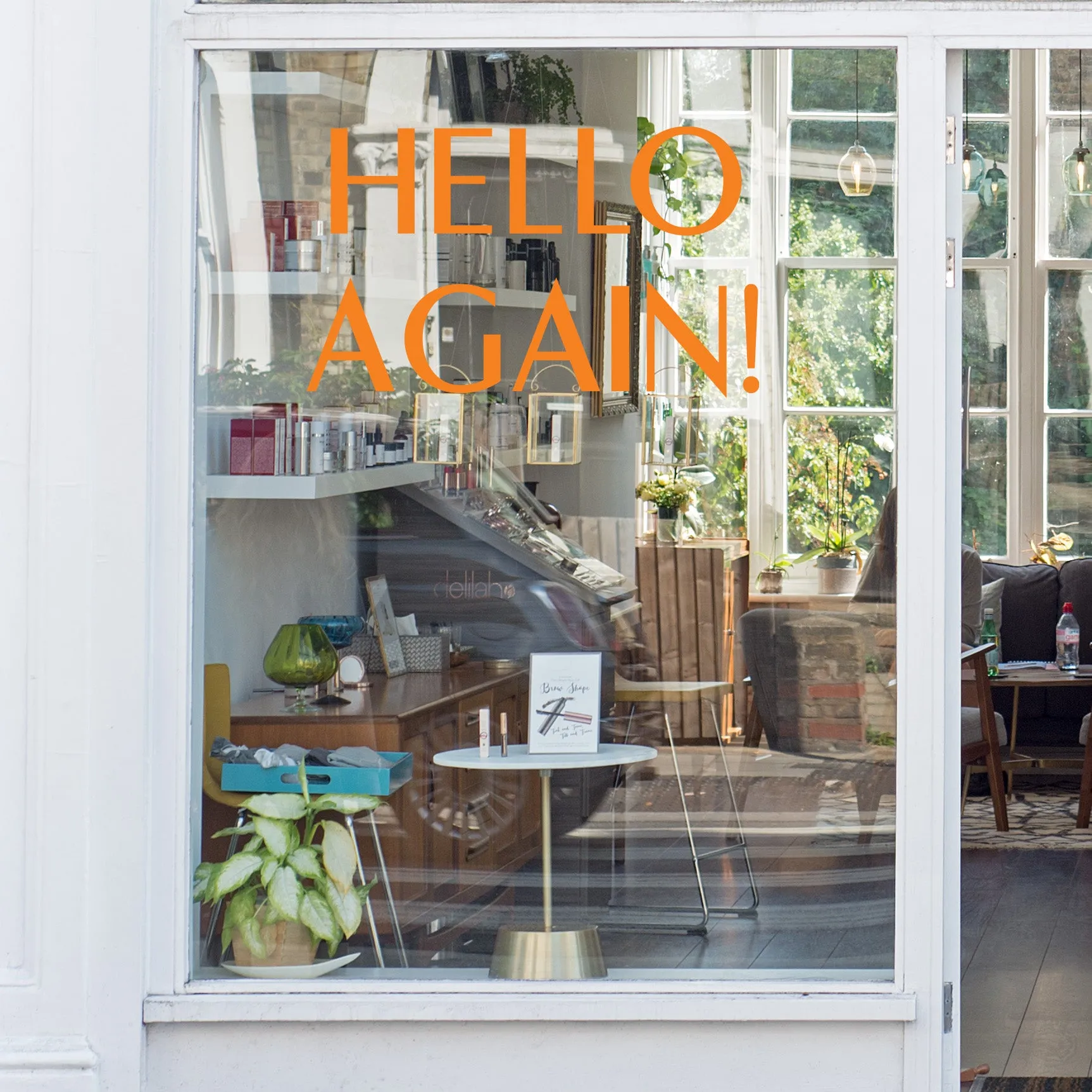 Simple Hello Again Coronavirus Retail Graphic Window Vinyl