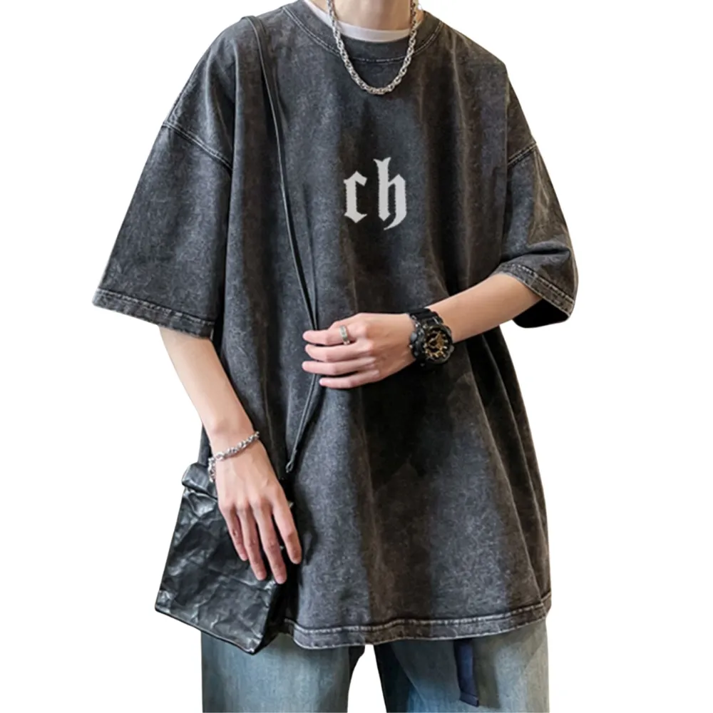 Simple Letter Washed T-Shirt