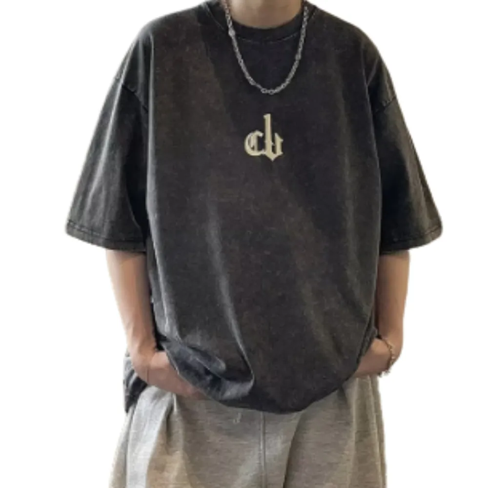 Simple Letter Washed T-Shirt