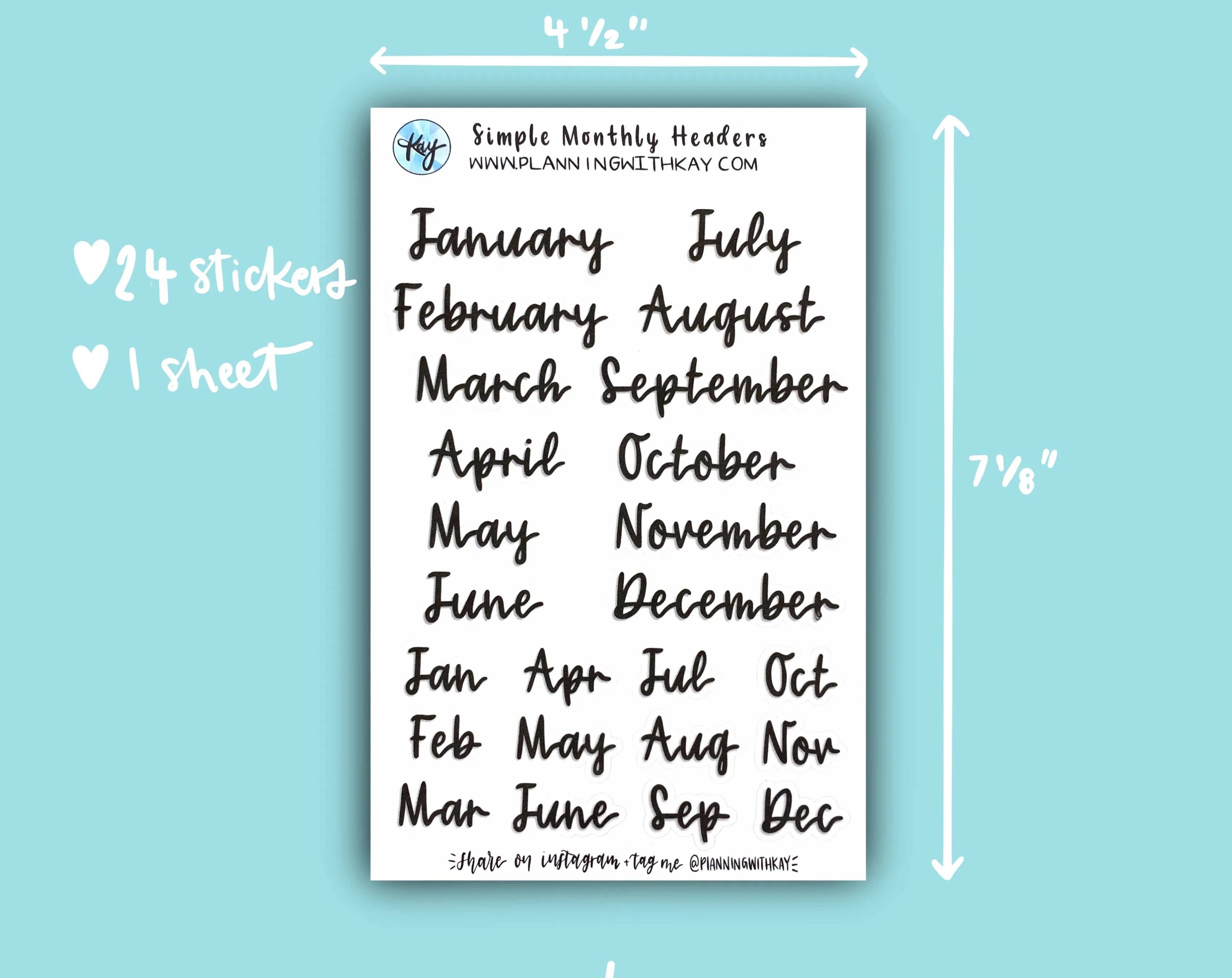 Simple Monthly Headers