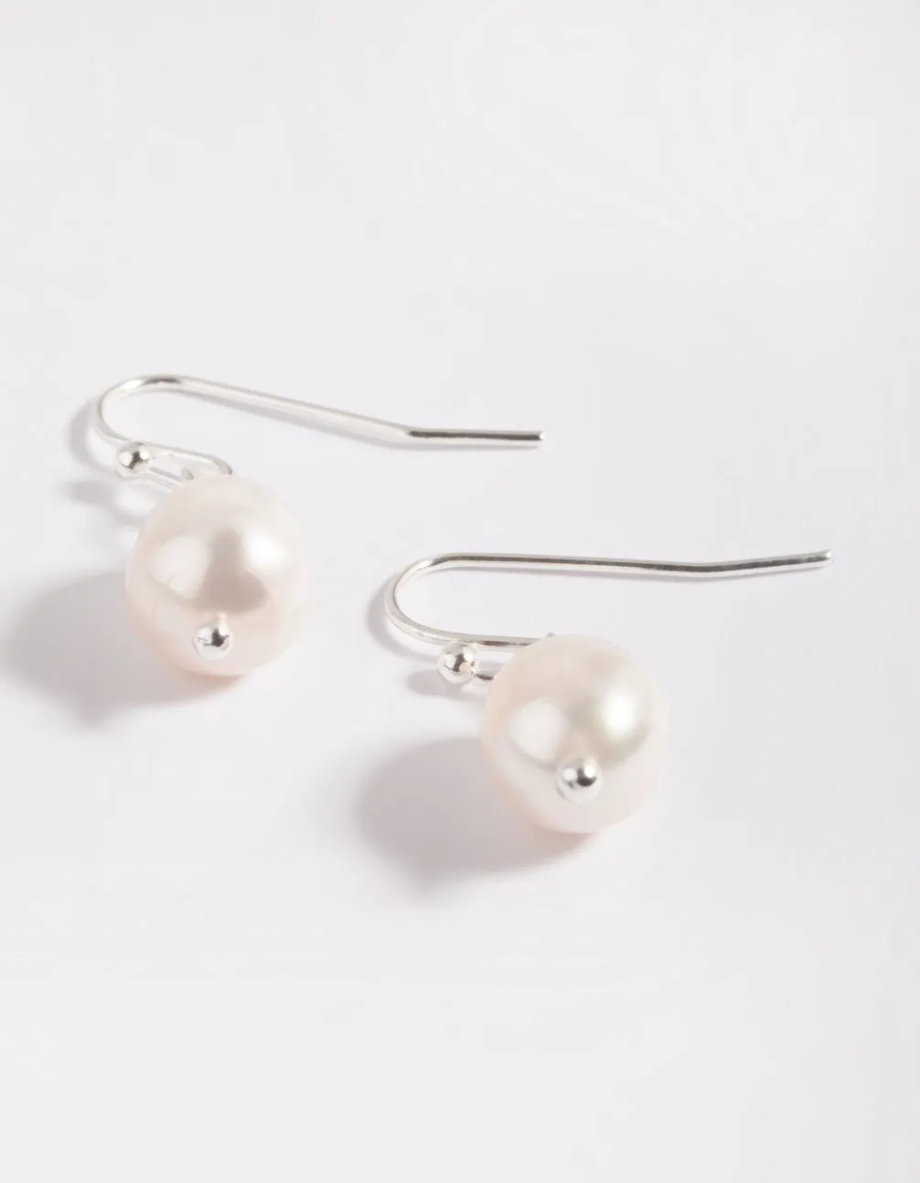 Simple Silver Plated Pearl Drop Earrings