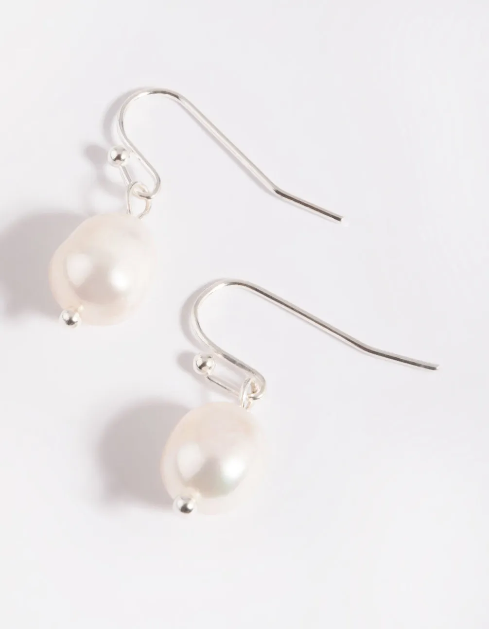 Simple Silver Plated Pearl Drop Earrings