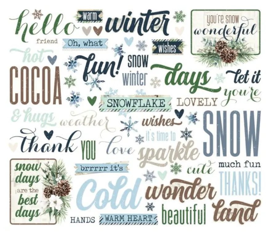 Simple Stories Simple Vintage Fresh Snow Sentiment Bits & Pieces {D102}